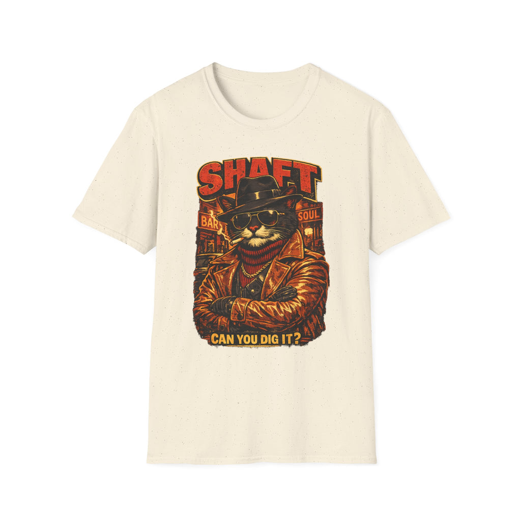 T-Shirt — Retro 'Shaft' Cat Design "Can You Dig It?" Vintage Blaxploitation Style