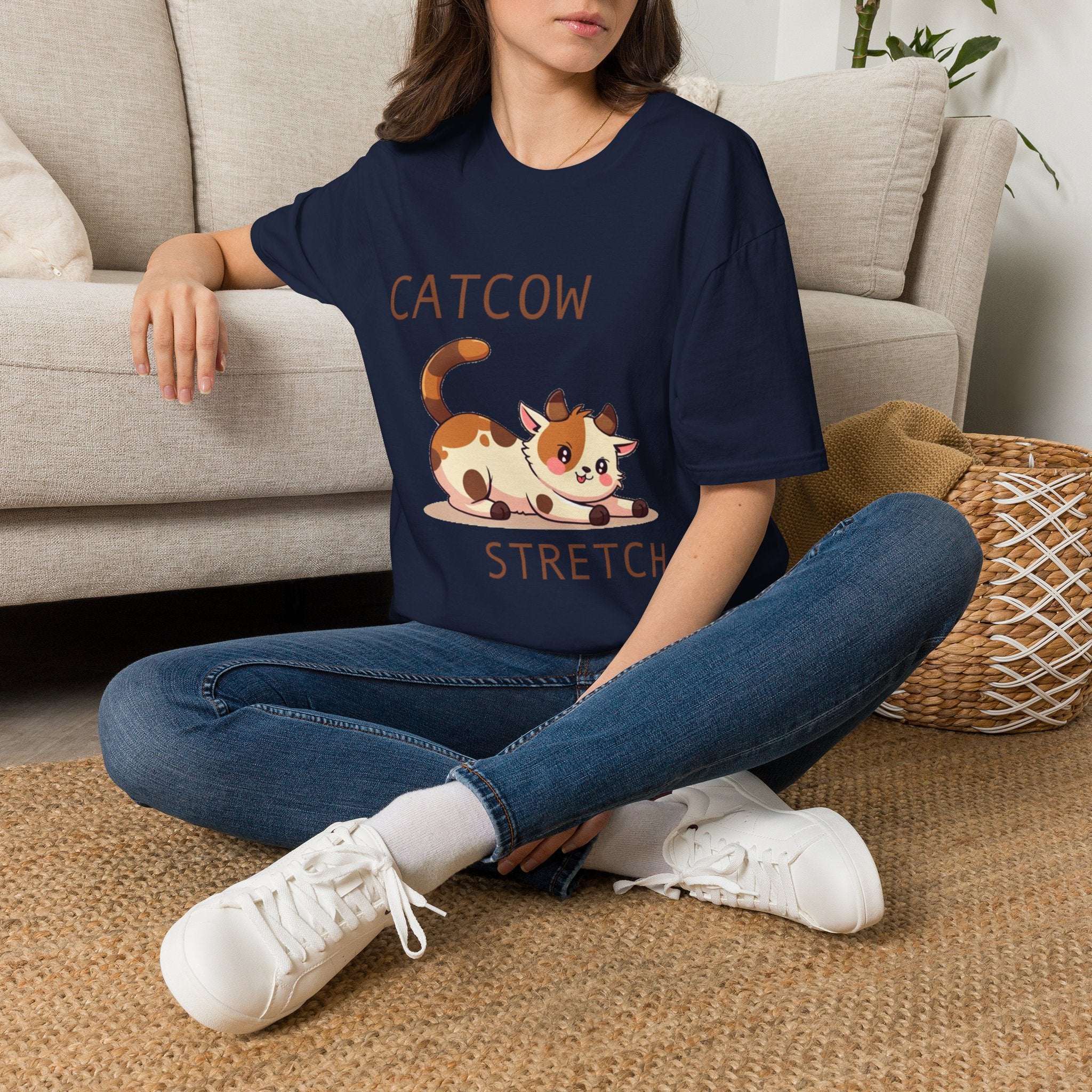 Catcow Stretch T-Shirt | Cute Calico Cat Illustration