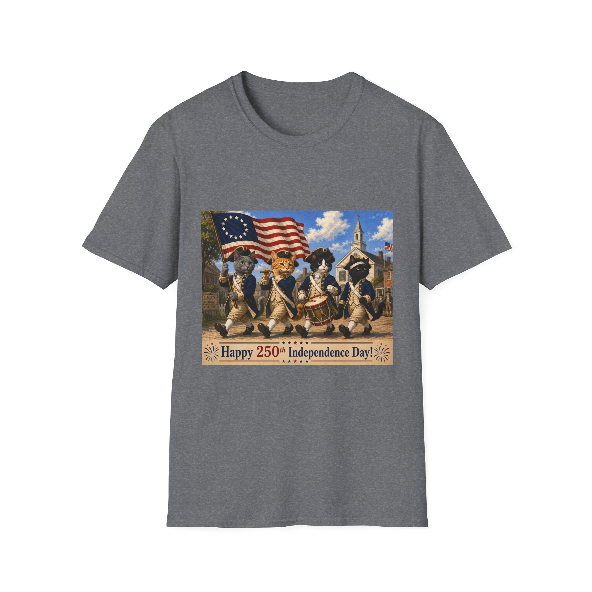 Patriotic Cats 4th of July T-Shirt — Happy 250th Independence Day Design