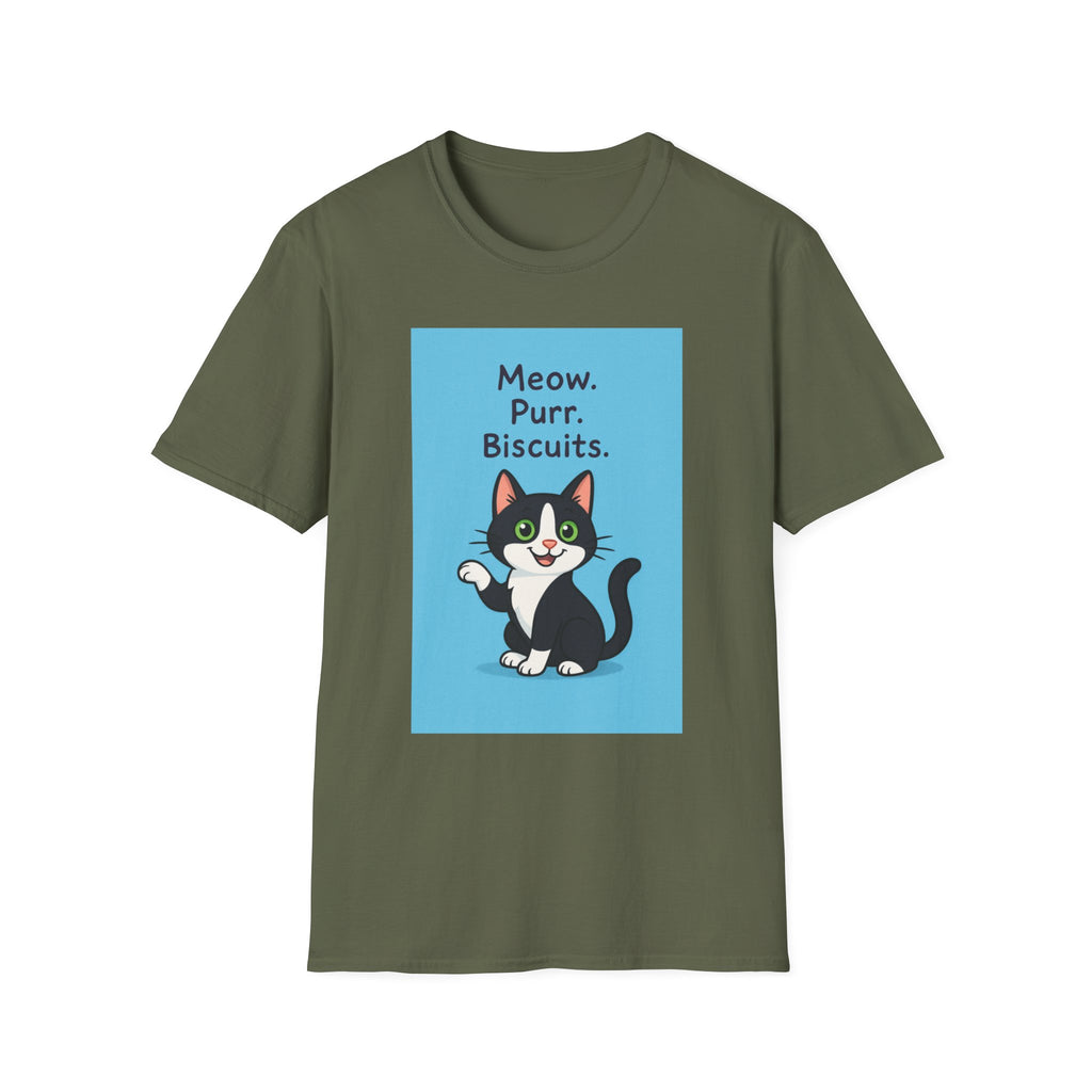 Meow Purr Biscuits T-Shirt, Cat Lover Gift, Cute Kitty Tee, Funny Animal Shirt, Kitten Graphic Top, Feline Apparel