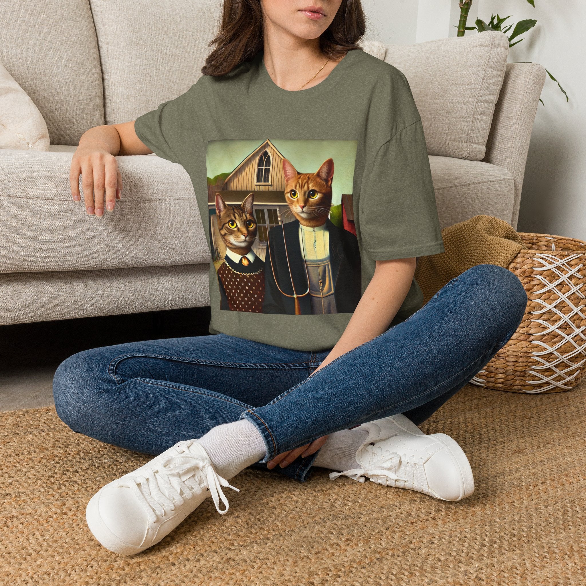 American Gothic Cats T-shirt