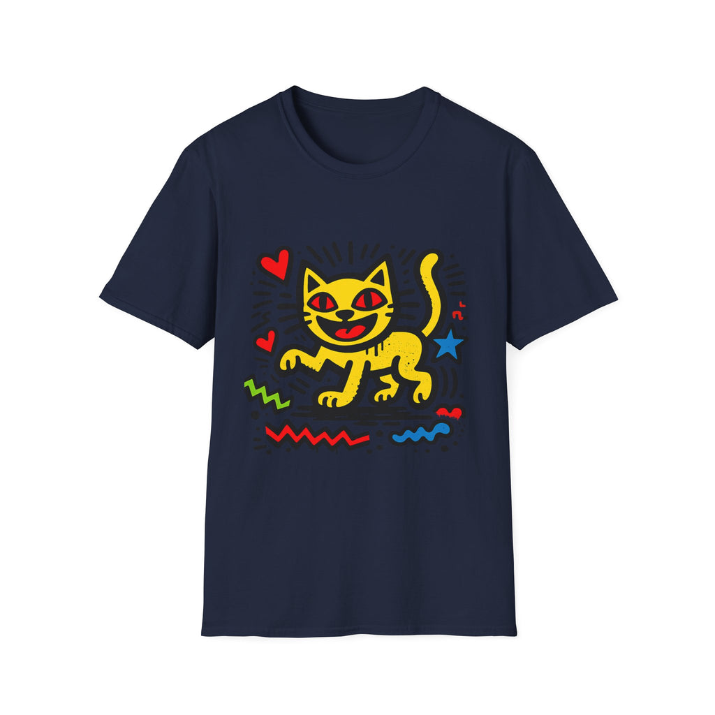 Playful Pop Art Cat T-Shirt | Colorful Retro Graphic Tee