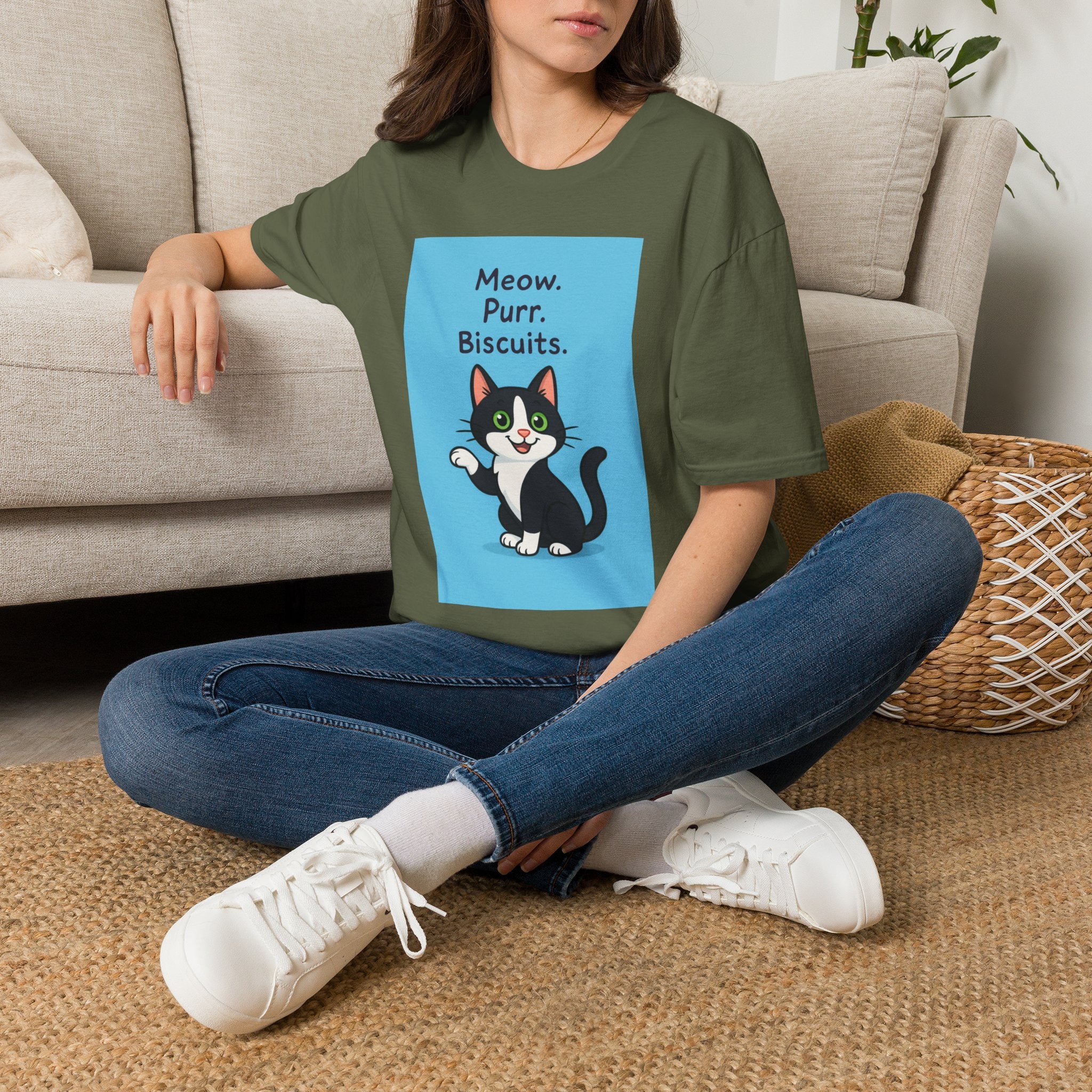 Meow Purr Biscuits T-Shirt, Cat Lover Gift, Cute Kitty Tee, Funny Animal Shirt, Kitten Graphic Top, Feline Apparel