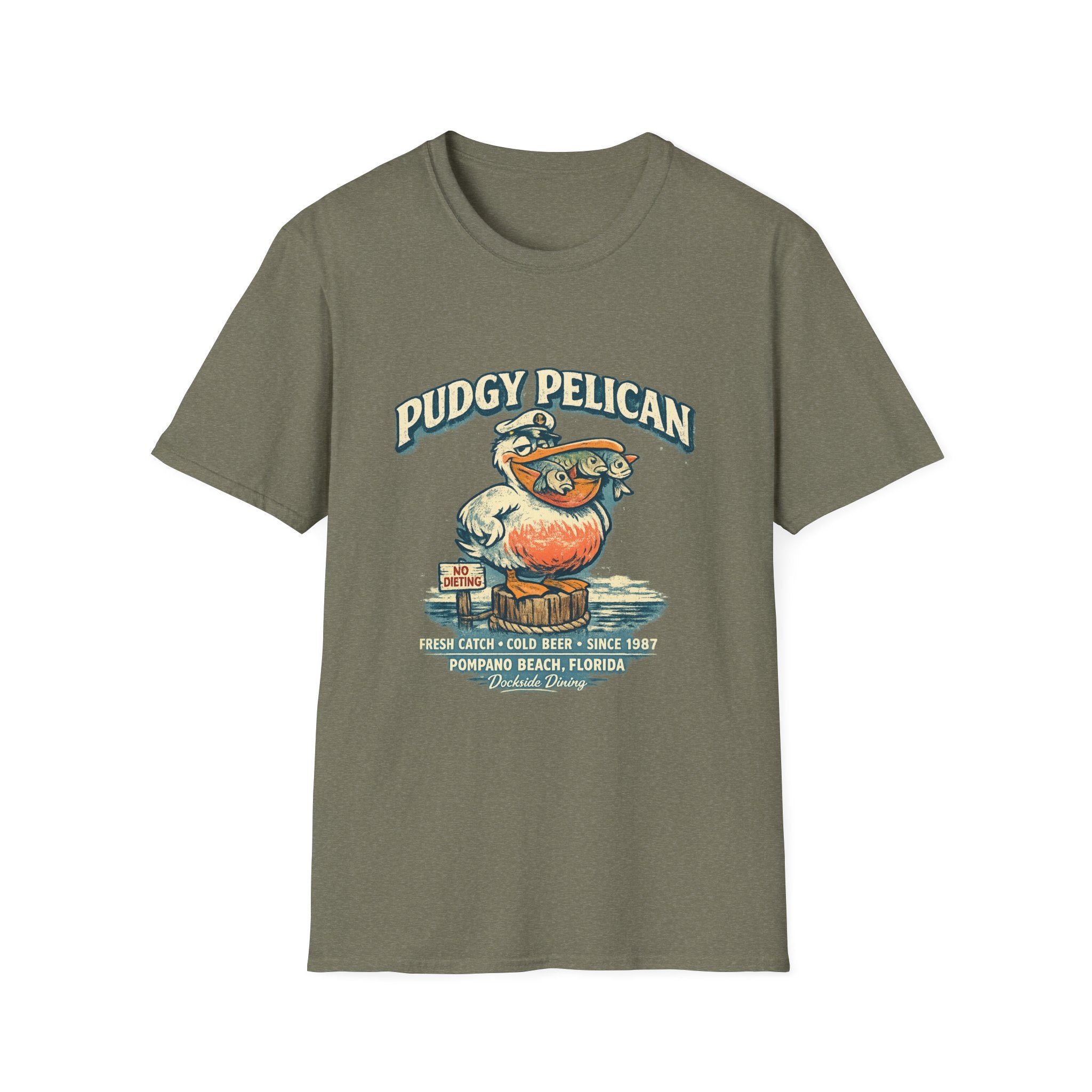 Pudgy Pelican Graphic T-Shirt — Vintage Beach Bird Tee