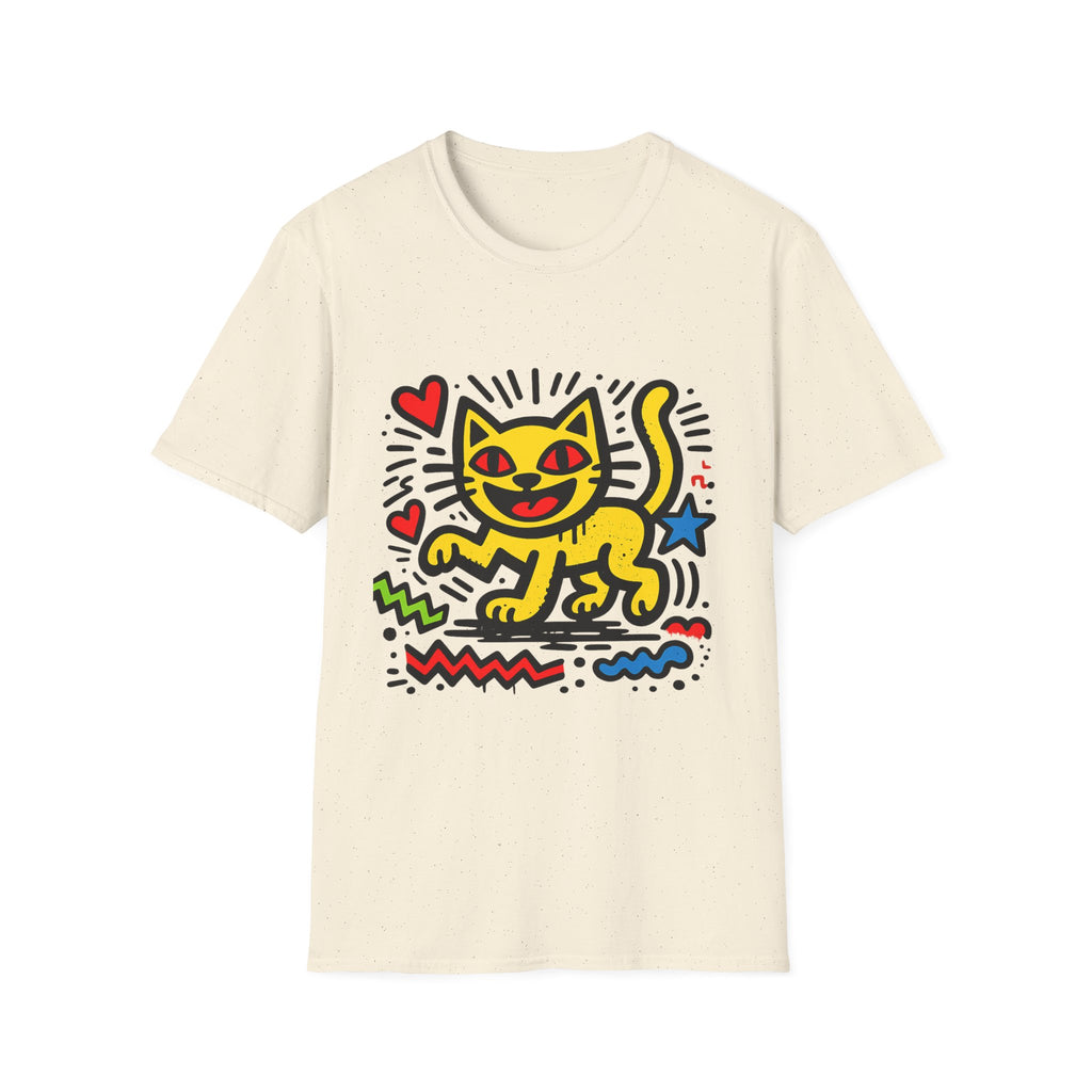 Playful Pop Art Cat T-Shirt | Colorful Retro Graphic Tee