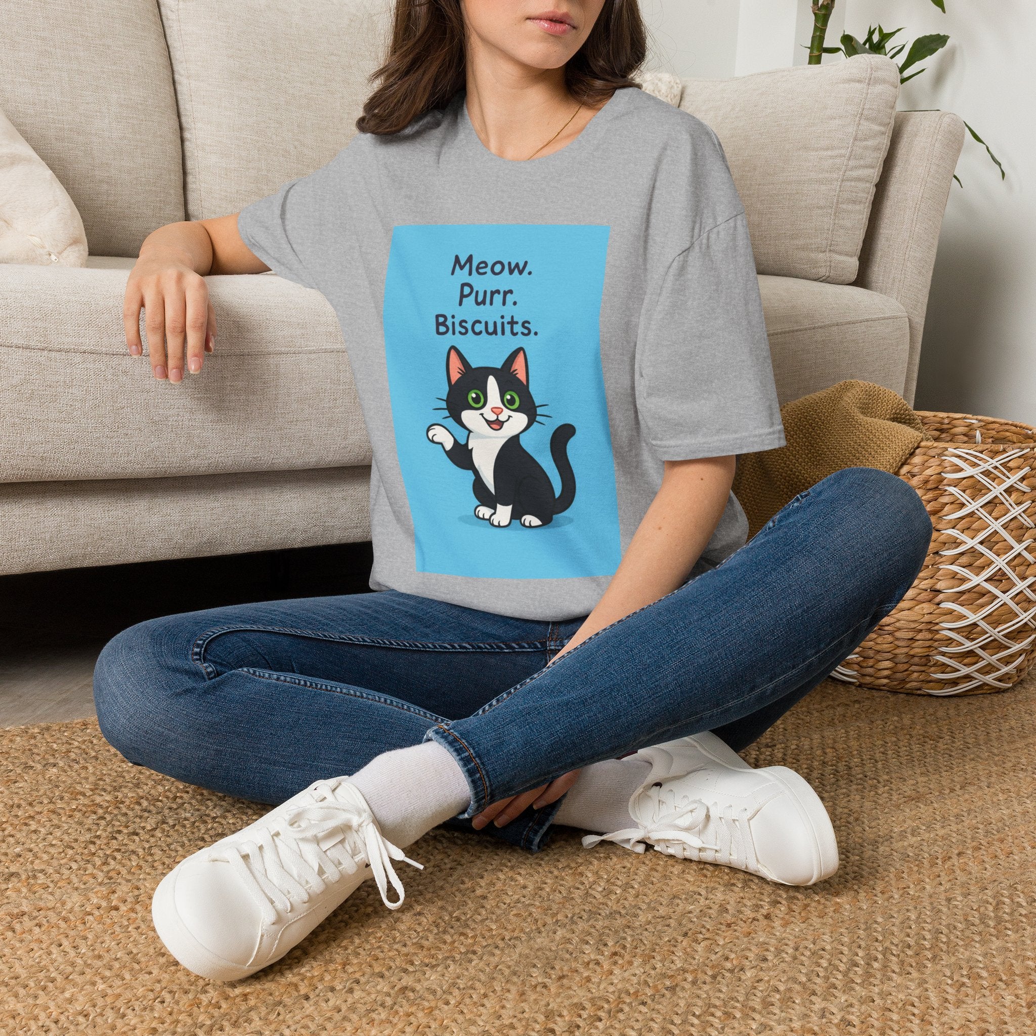 Meow Purr Biscuits T-Shirt, Cat Lover Gift, Cute Kitty Tee, Funny Animal Shirt, Kitten Graphic Top, Feline Apparel
