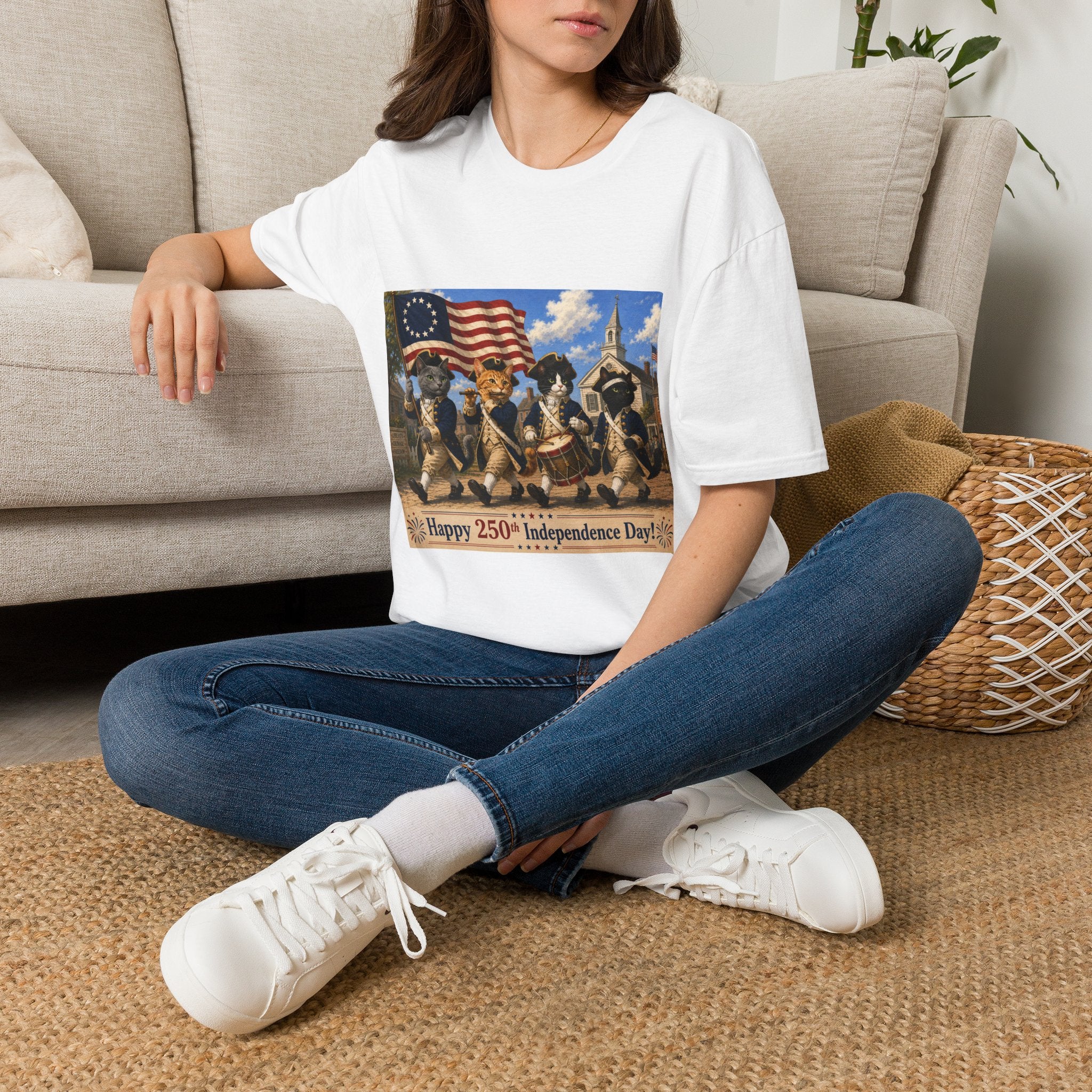 Patriotic Cats 4th of July T-Shirt — Happy 250th Independence Day Design