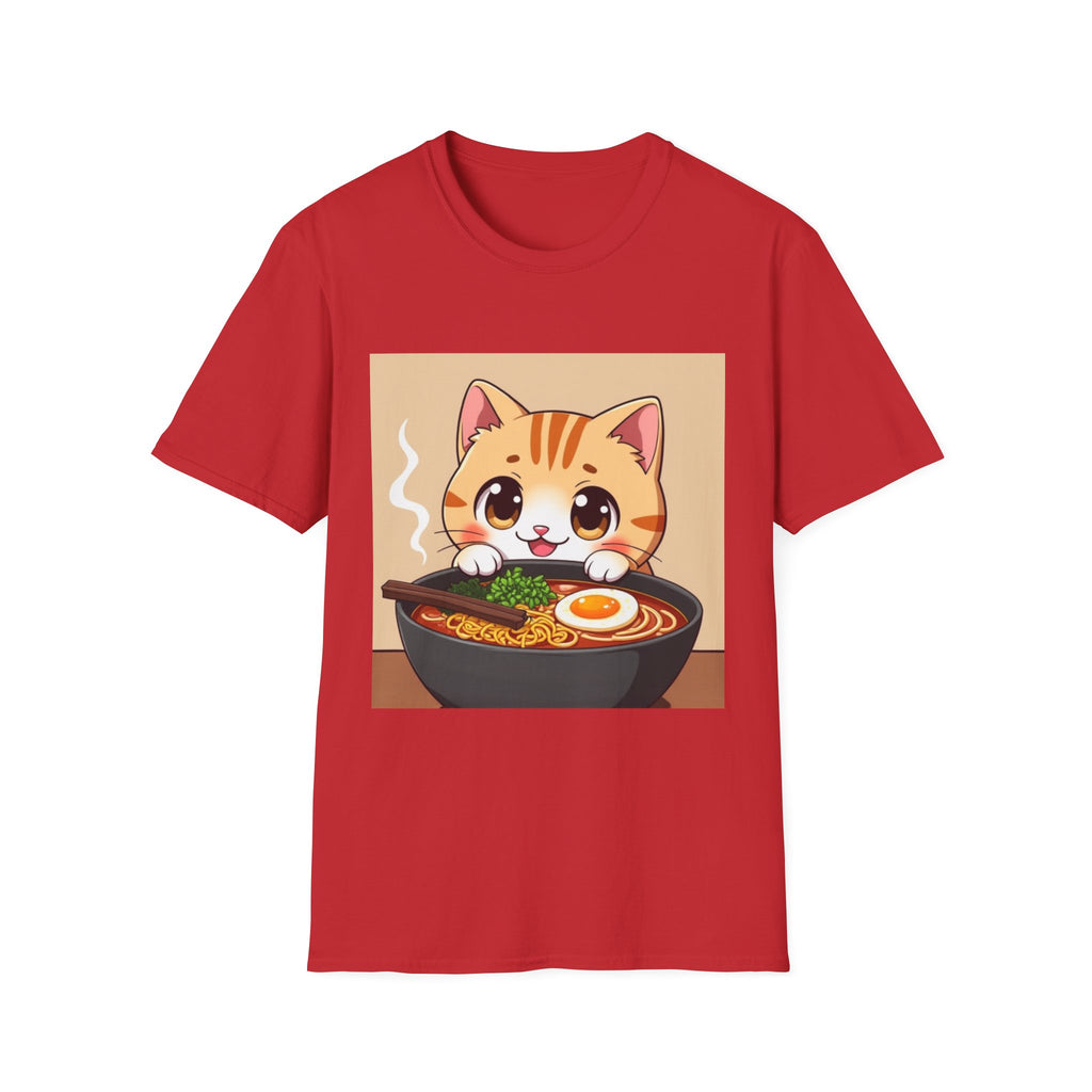Kawaii Cat with Ramen Bowl T-Shirt | Cute Neko Ramen Tee