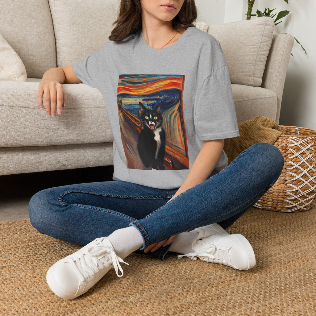 The Scream Cat T-Shirt - Funny Edvard Munch Parody Tee, Cat Art Shirt for Men & Women