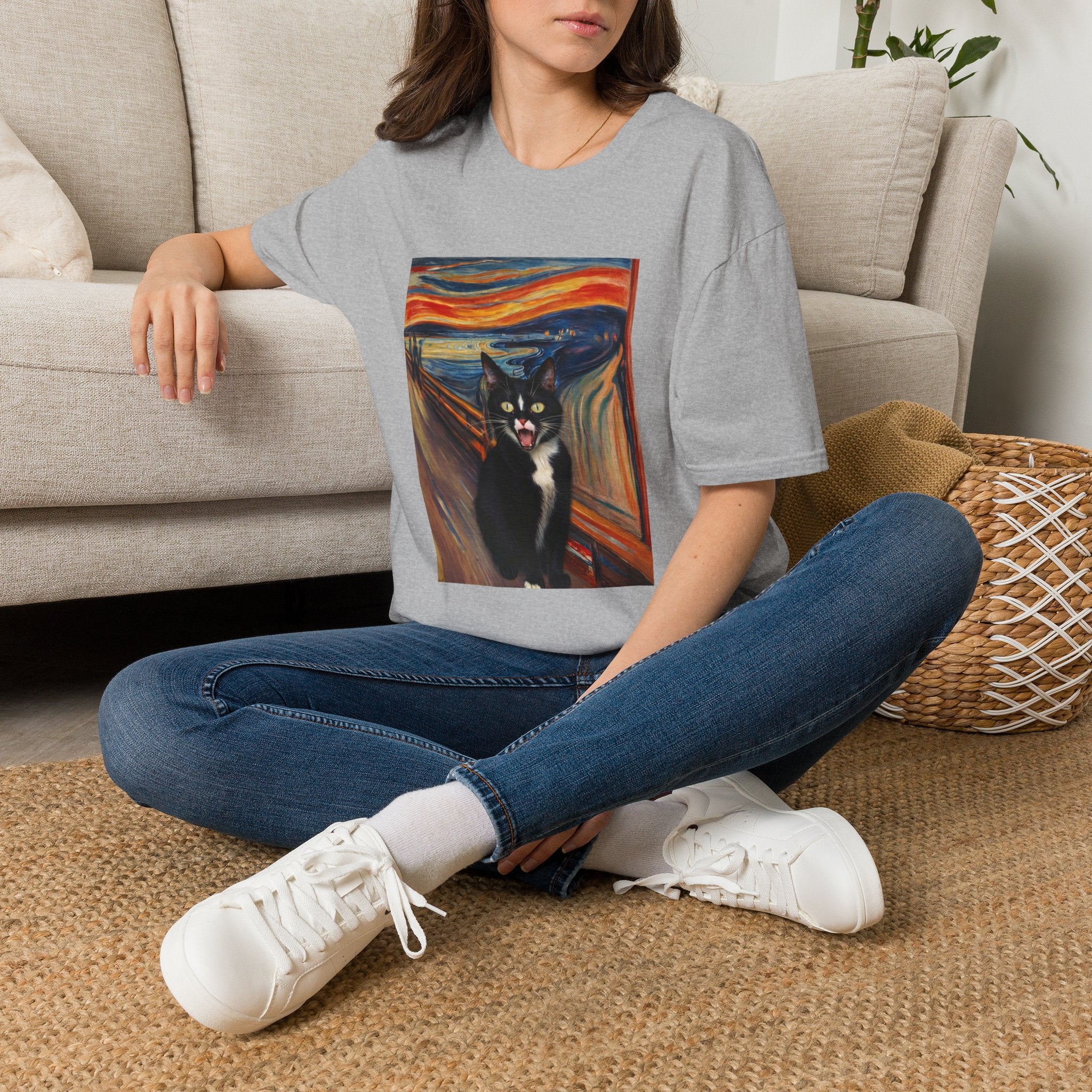The Scream Cat T-Shirt - Funny Edvard Munch Parody Tee, Cat Art Shirt for Men & Women