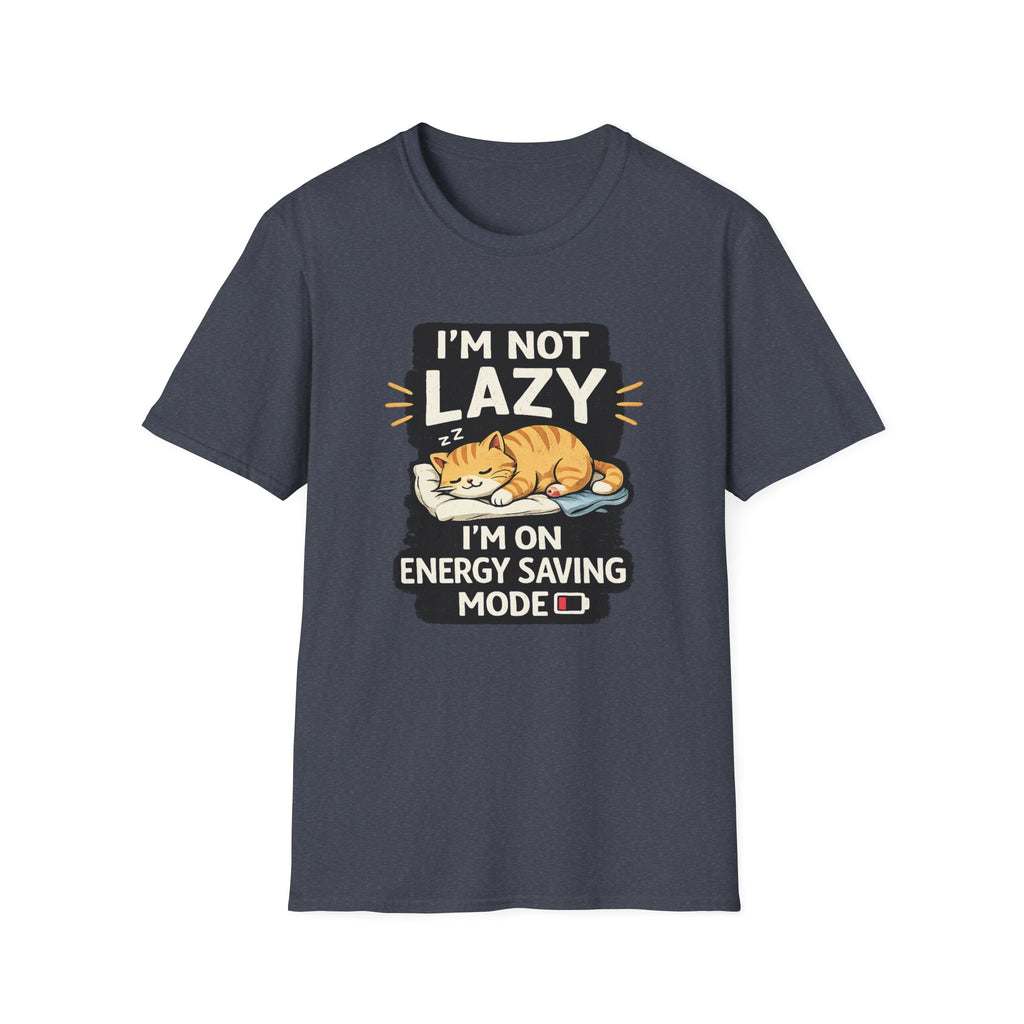 I'm Not Lazy Cat T-Shirt - "I'm On Energy Saving Mode" Funny Cat Graphic Tee