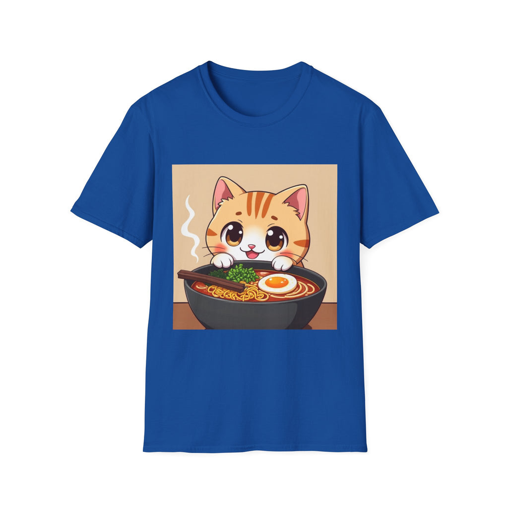 Kawaii Cat with Ramen Bowl T-Shirt | Cute Neko Ramen Tee