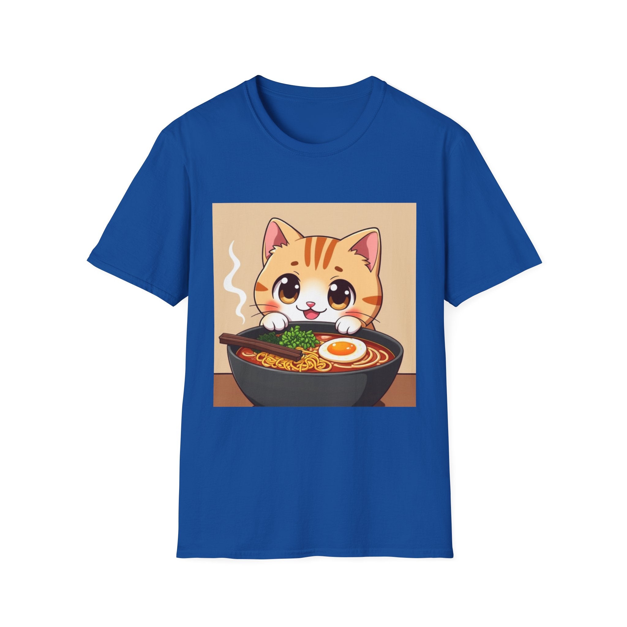 Kawaii Cat with Ramen Bowl T-Shirt | Cute Neko Ramen Tee