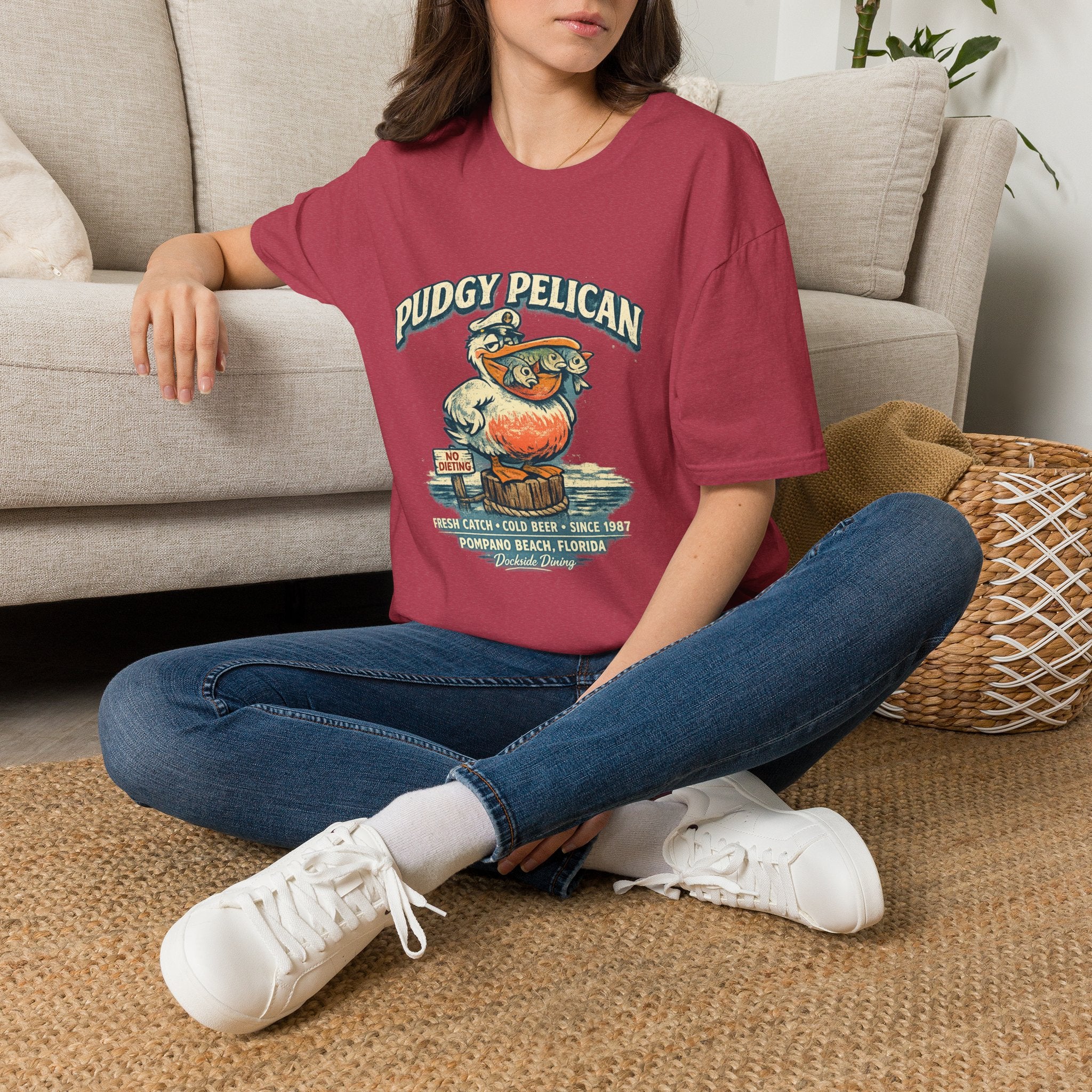 Pudgy Pelican Graphic T-Shirt — Vintage Beach Bird Tee