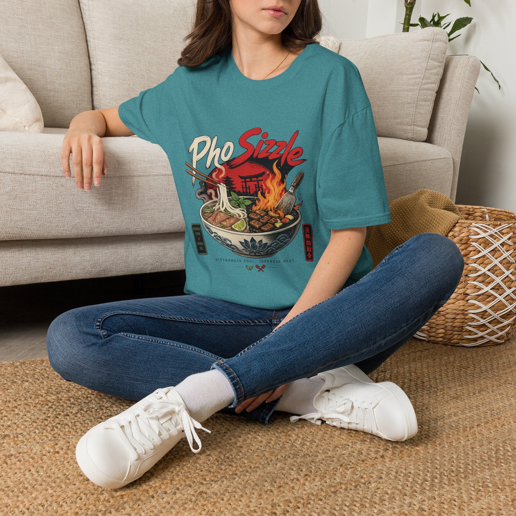 Pho Sizzle T-Shirt – Asian Fusion Street Food Bowl Graphic Tee