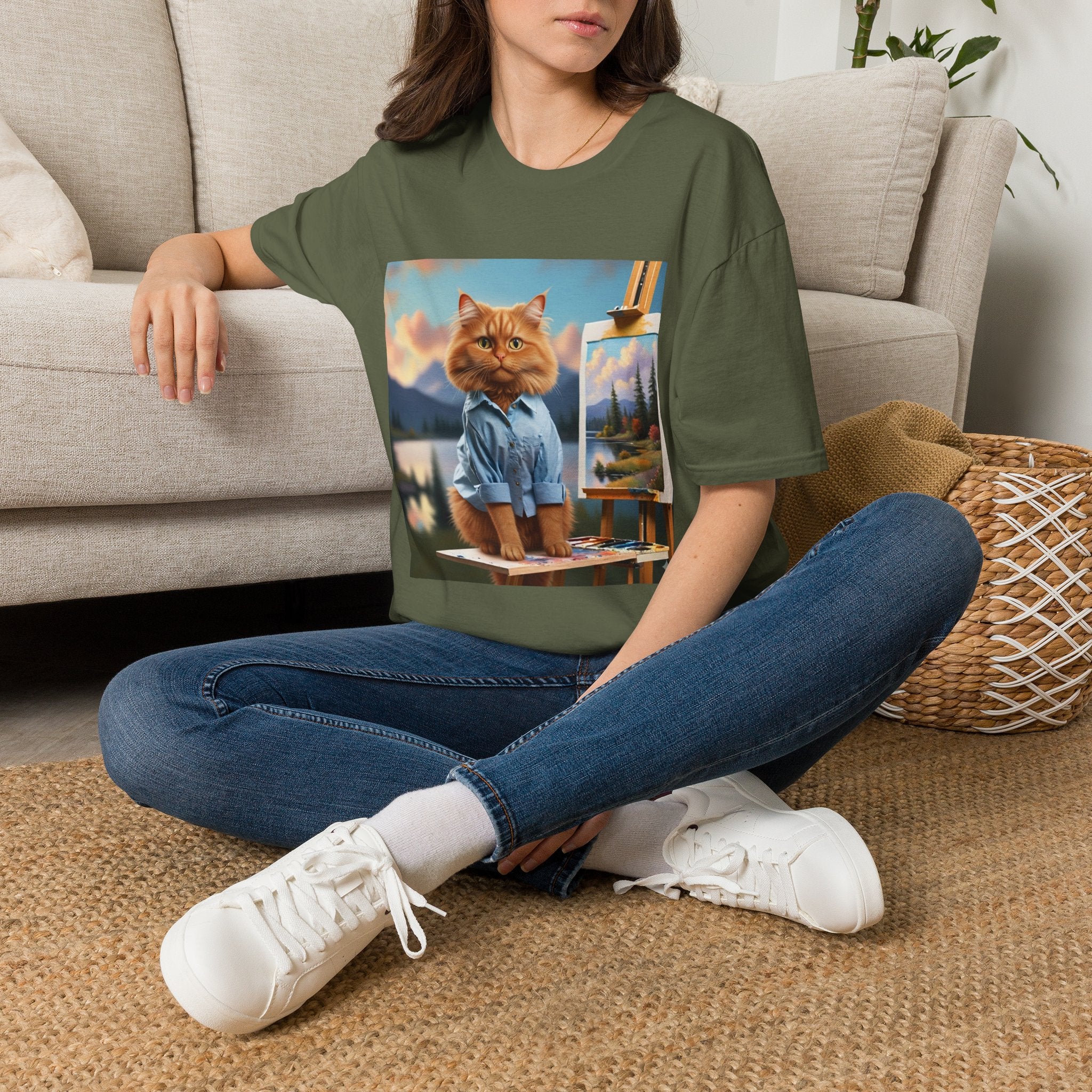 Happy Little Painter Cat T-Shirt