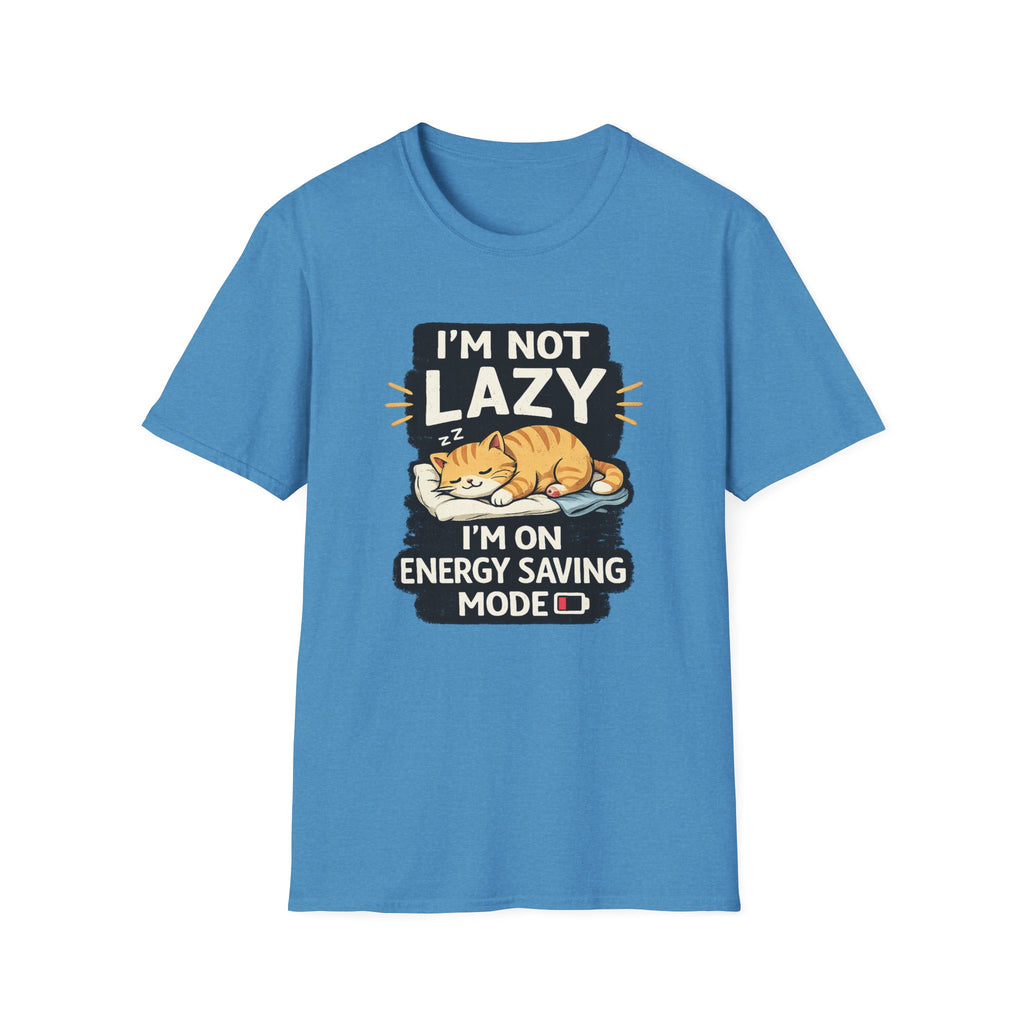 I'm Not Lazy Cat T-Shirt - "I'm On Energy Saving Mode" Funny Cat Graphic Tee