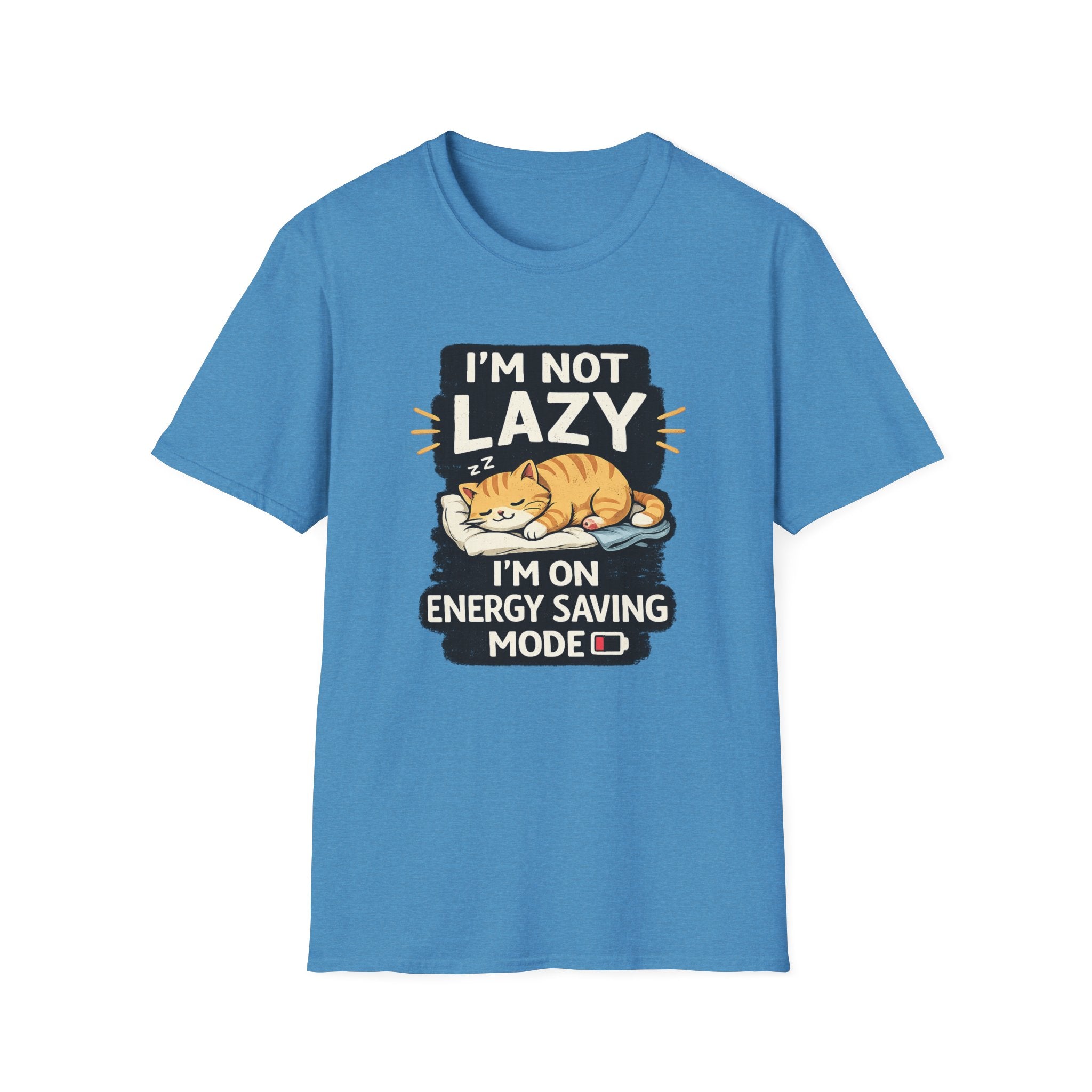 I'm Not Lazy Cat T-Shirt - "I'm On Energy Saving Mode" Funny Cat Graphic Tee