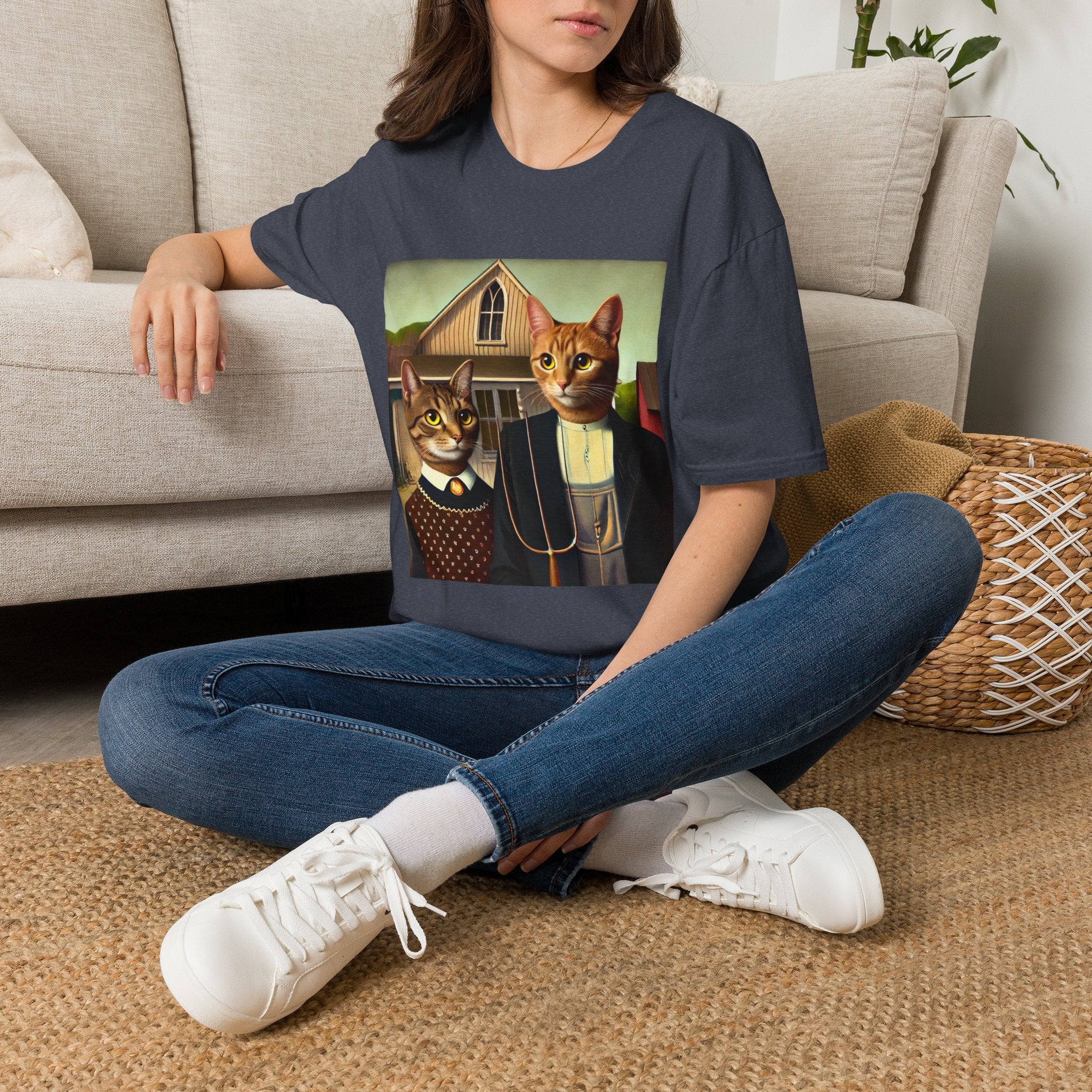 American Gothic Cats T-shirt