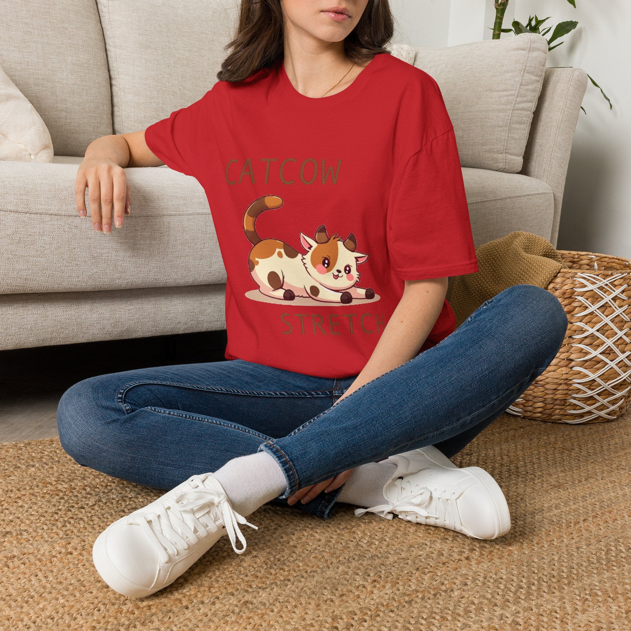 Catcow Stretch T-Shirt | Cute Calico Cat Illustration