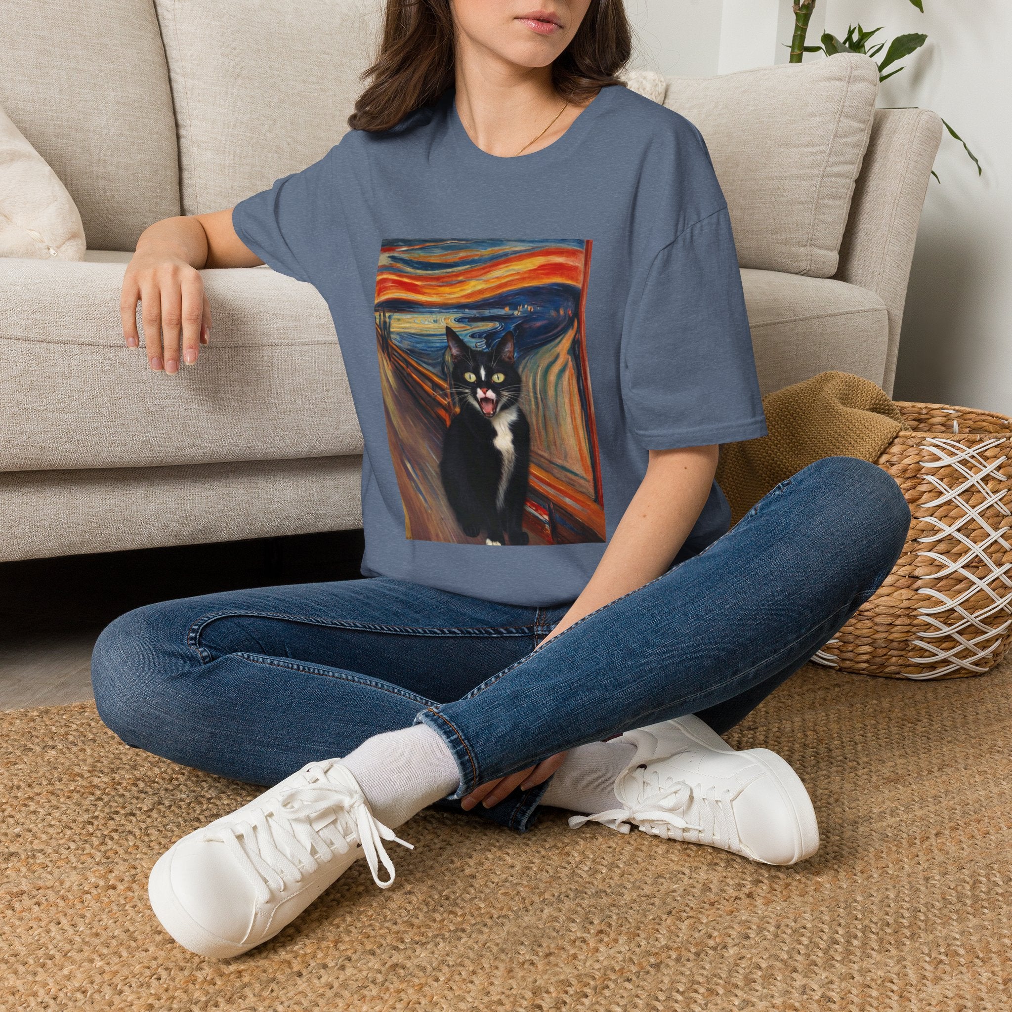 The Scream Cat T-Shirt - Funny Edvard Munch Parody Tee, Cat Art Shirt for Men & Women