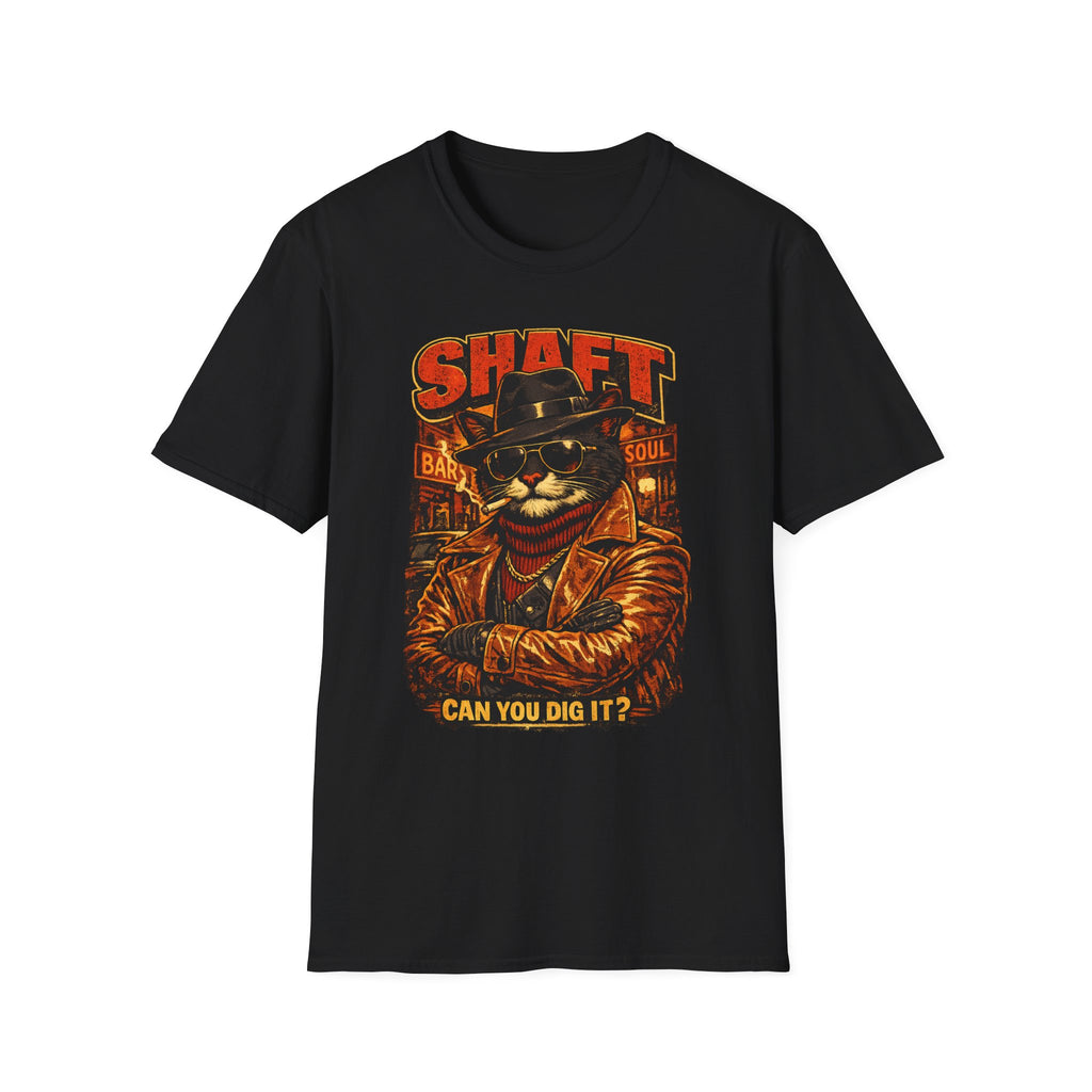 T-Shirt — Retro 'Shaft' Cat Design "Can You Dig It?" Vintage Blaxploitation Style