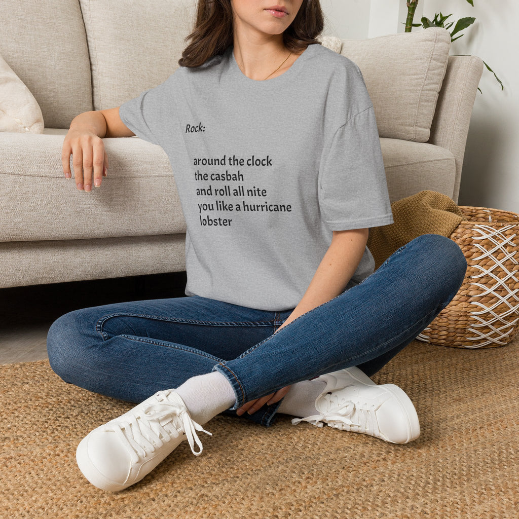 Lyrics Tee — Minimal 'Rock: around the clock the casbah' Song Lyric T-Shirt