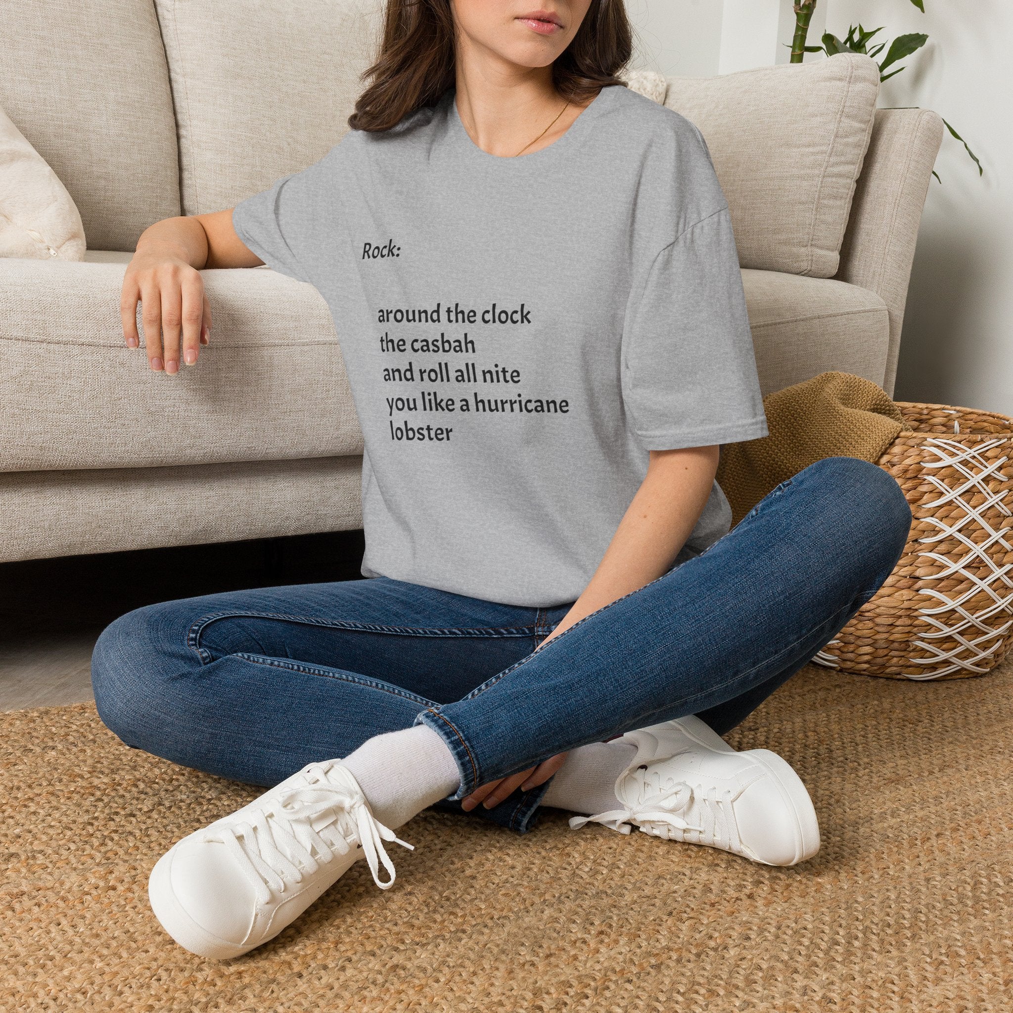 Lyrics Tee — Minimal 'Rock: around the clock the casbah' Song Lyric T-Shirt