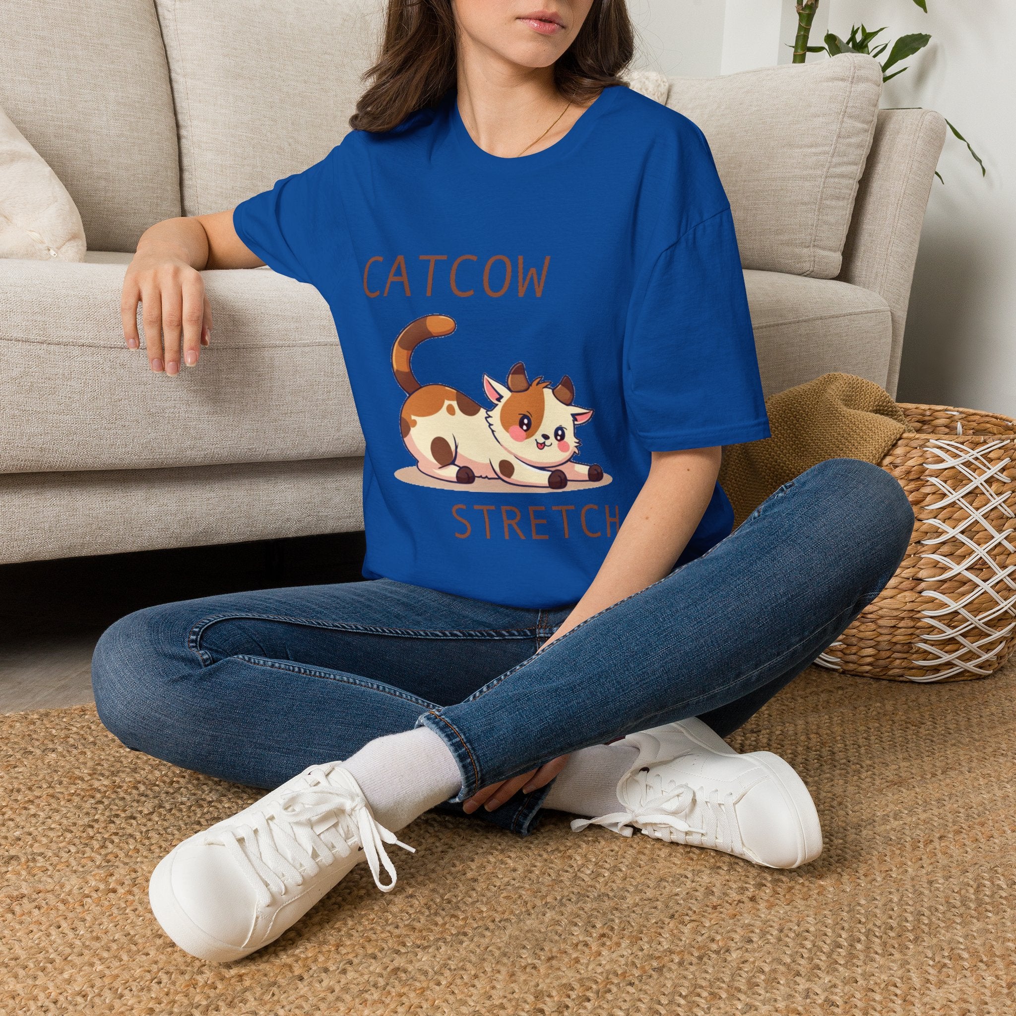 Catcow Stretch T-Shirt | Cute Calico Cat Illustration