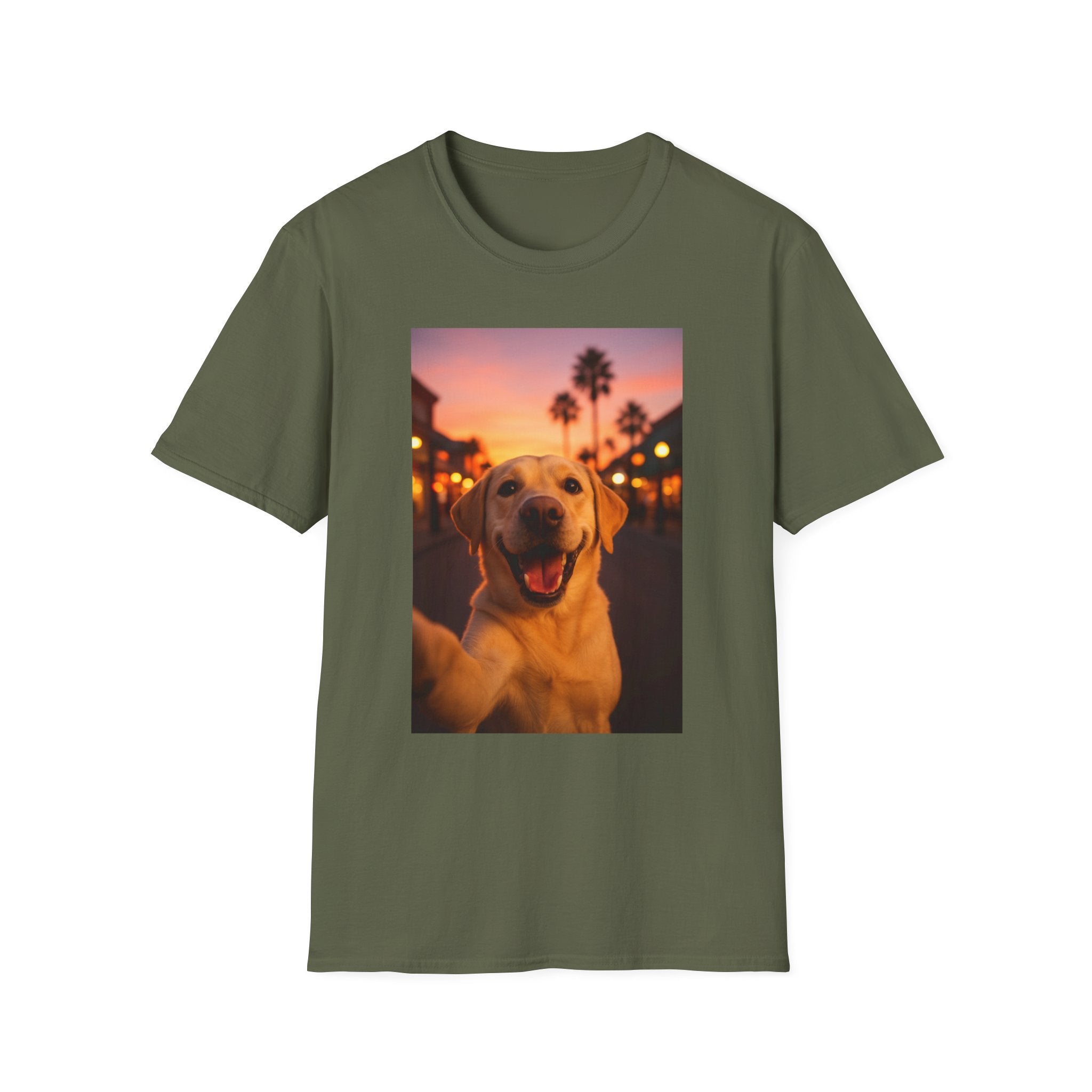 Yellow Lab Dog Selfie Unisex Softstyle T-Shirt - Cute Animal Lover Gift, Dog Mom Shirt, Funny Pet Tee, Puppy Owner Apparel, Dog Selfie