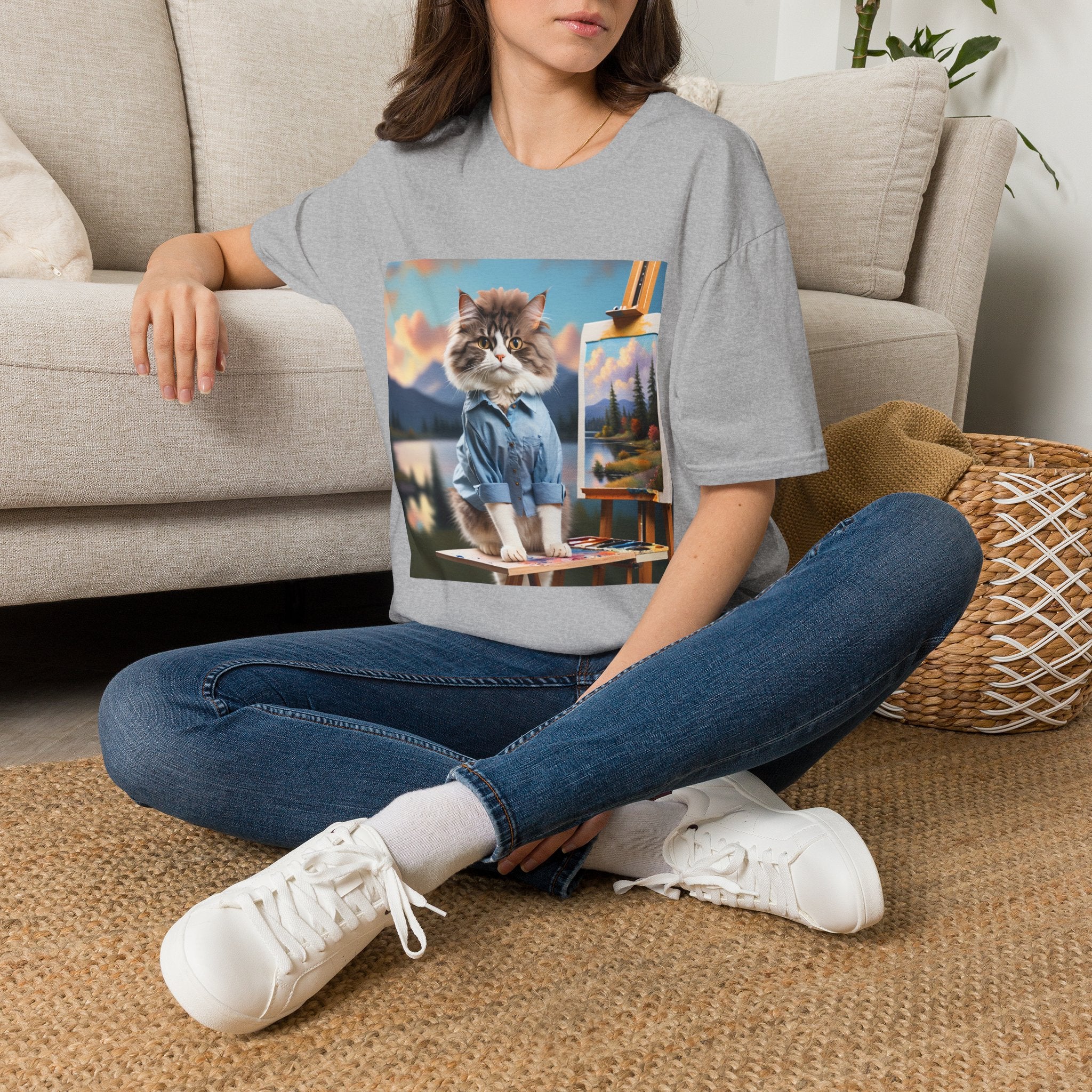 Happy Little Painter Cat T-Shirt