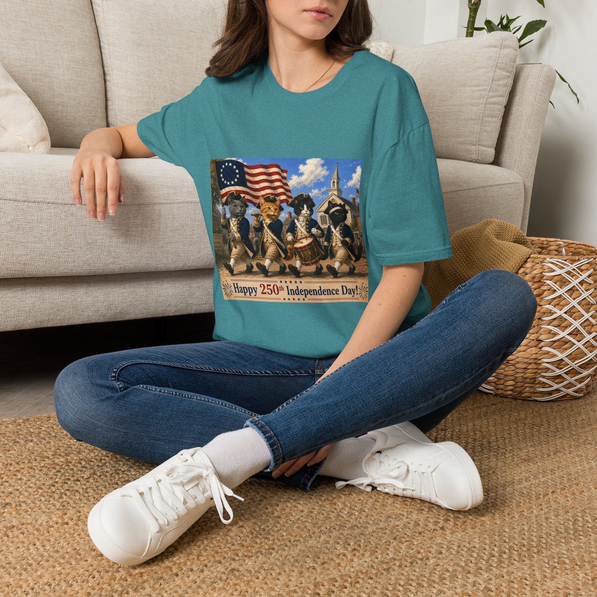 Patriotic Cats 4th of July T-Shirt — Happy 250th Independence Day Design