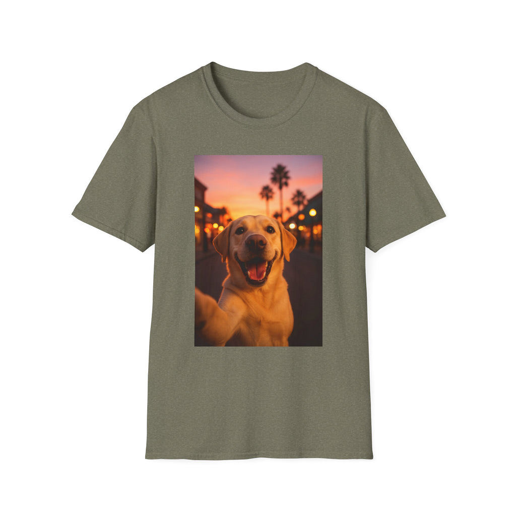 Yellow Lab Dog Selfie Unisex Softstyle T-Shirt - Cute Animal Lover Gift, Dog Mom Shirt, Funny Pet Tee, Puppy Owner Apparel, Dog Selfie