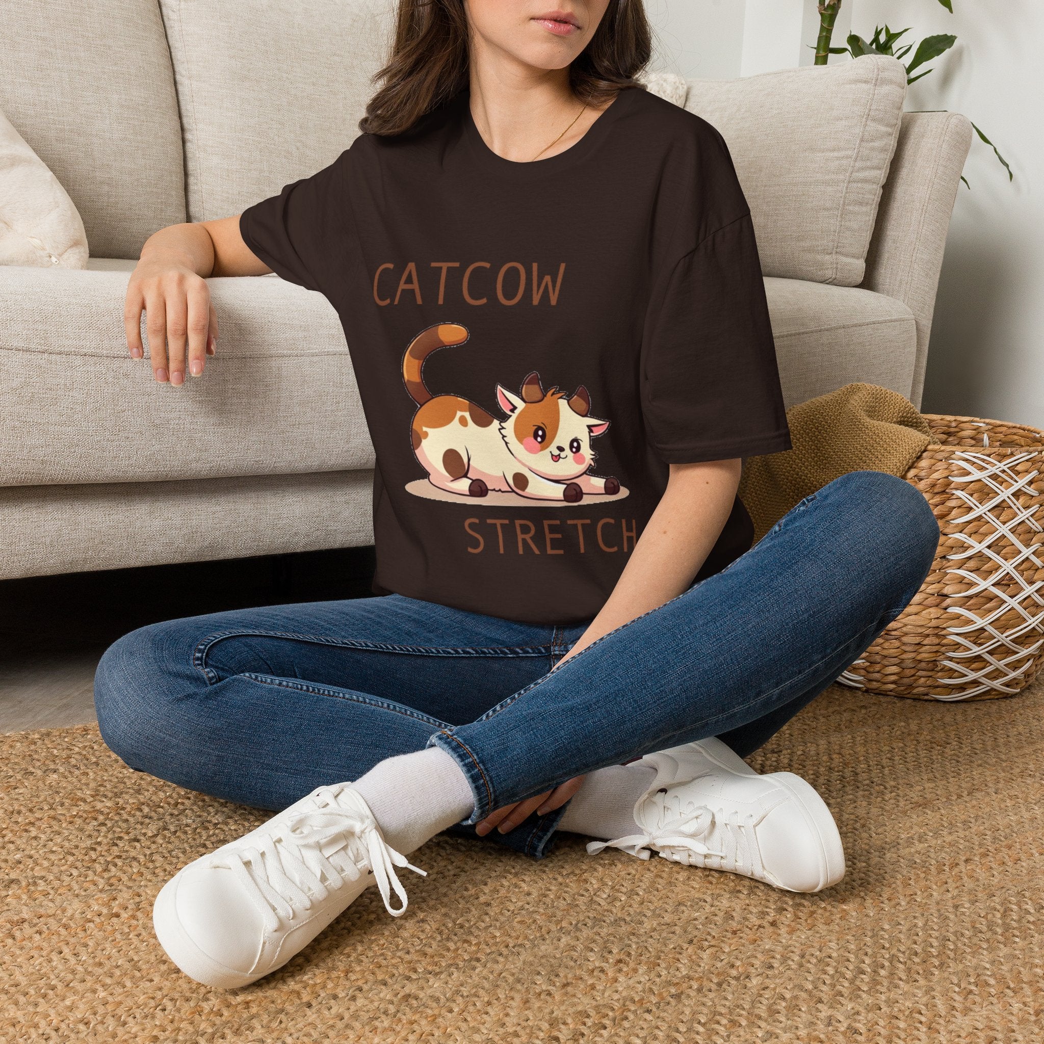 Catcow Stretch T-Shirt | Cute Calico Cat Illustration
