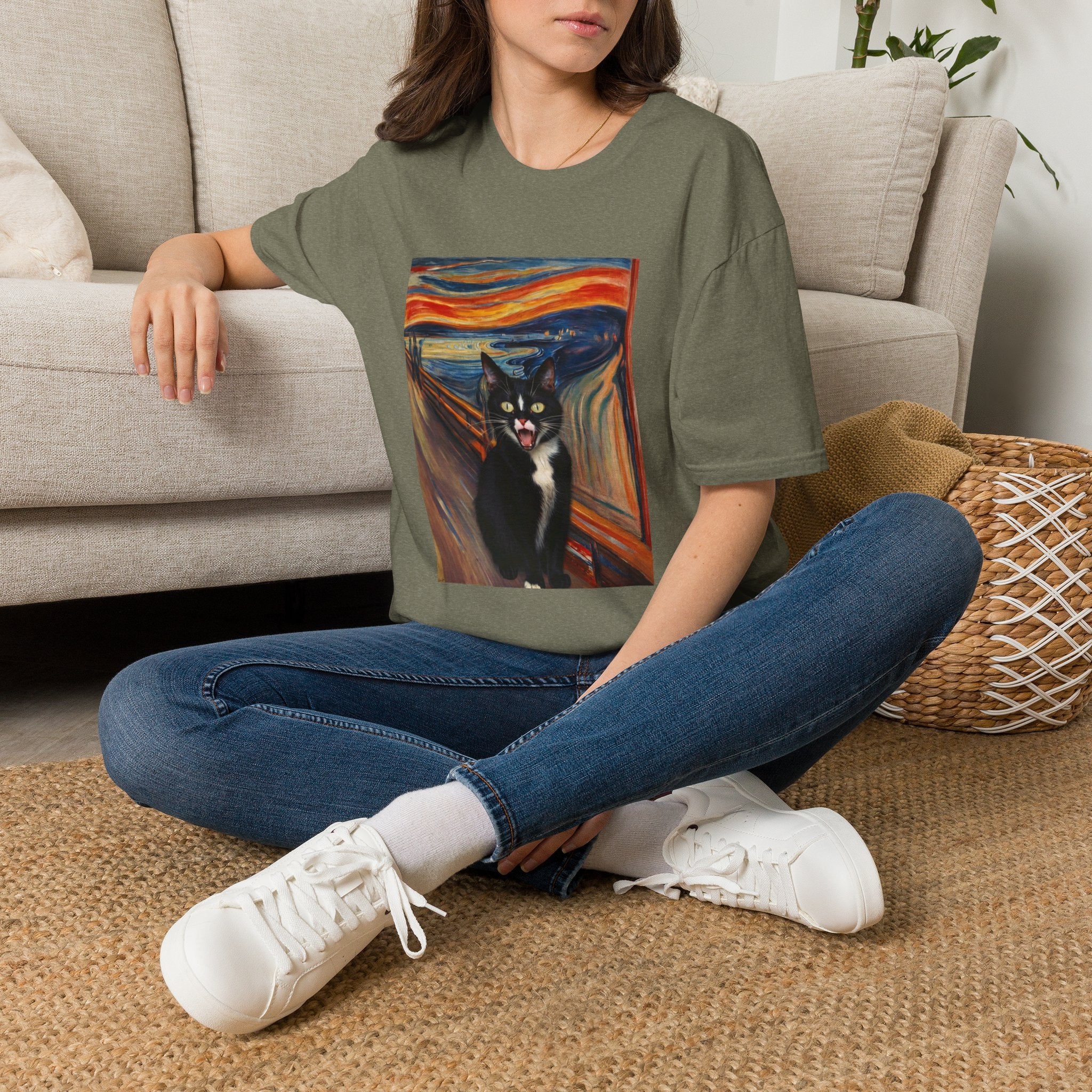 The Scream Cat T-Shirt - Funny Edvard Munch Parody Tee, Cat Art Shirt for Men & Women