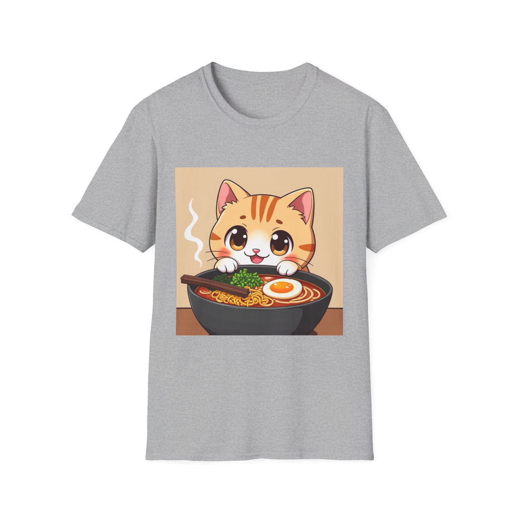 Kawaii Cat with Ramen Bowl T-Shirt | Cute Neko Ramen Tee
