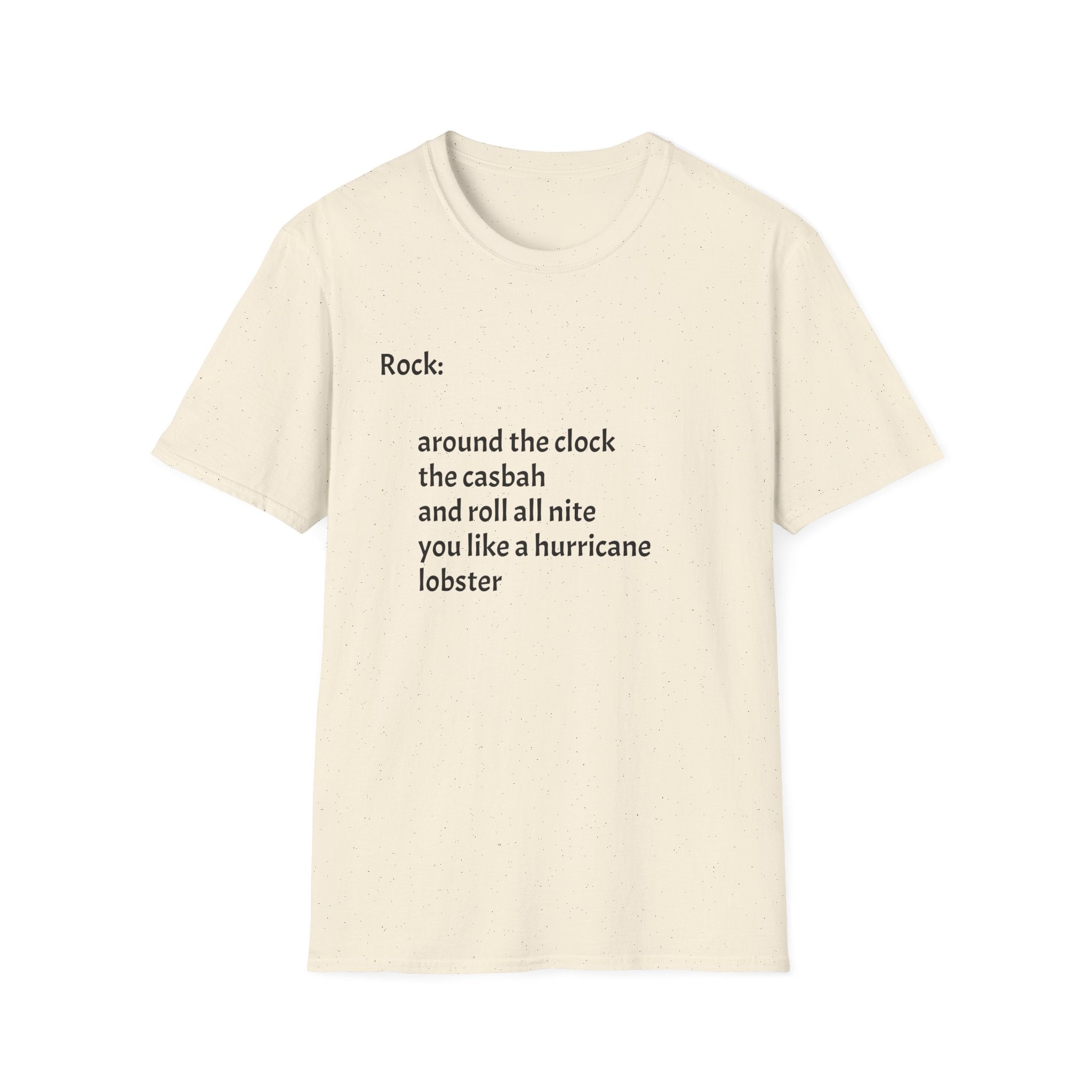 Lyrics Tee — Minimal 'Rock: around the clock the casbah' Song Lyric T-Shirt