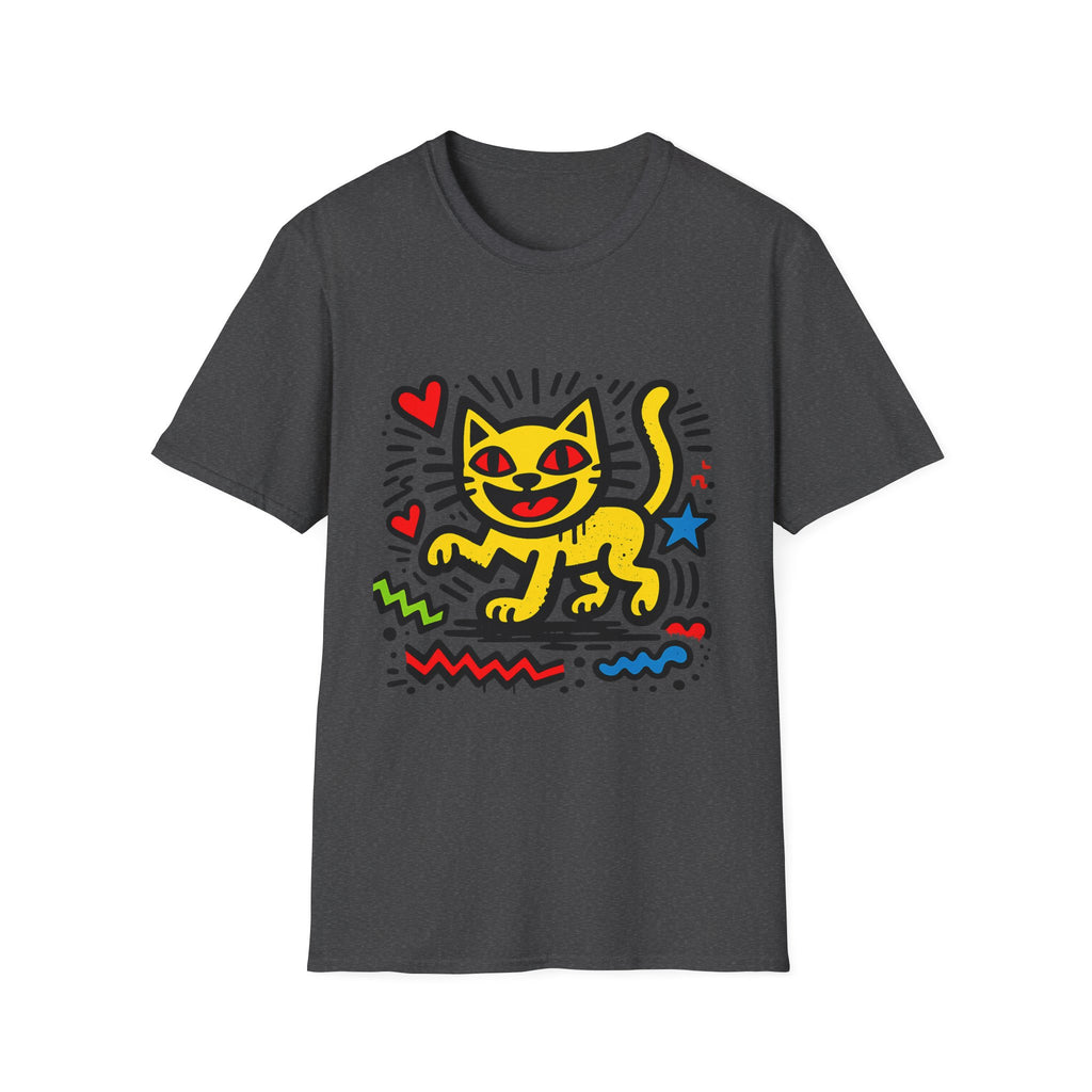 Playful Pop Art Cat T-Shirt | Colorful Retro Graphic Tee