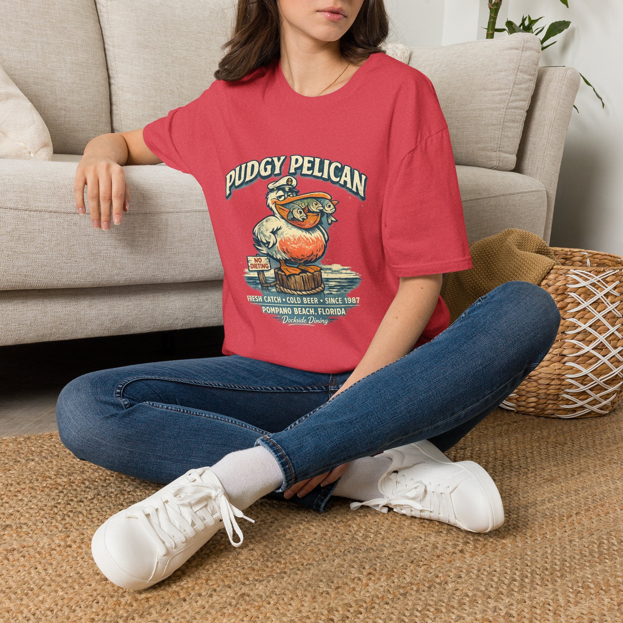 Pudgy Pelican Graphic T-Shirt — Vintage Beach Bird Tee