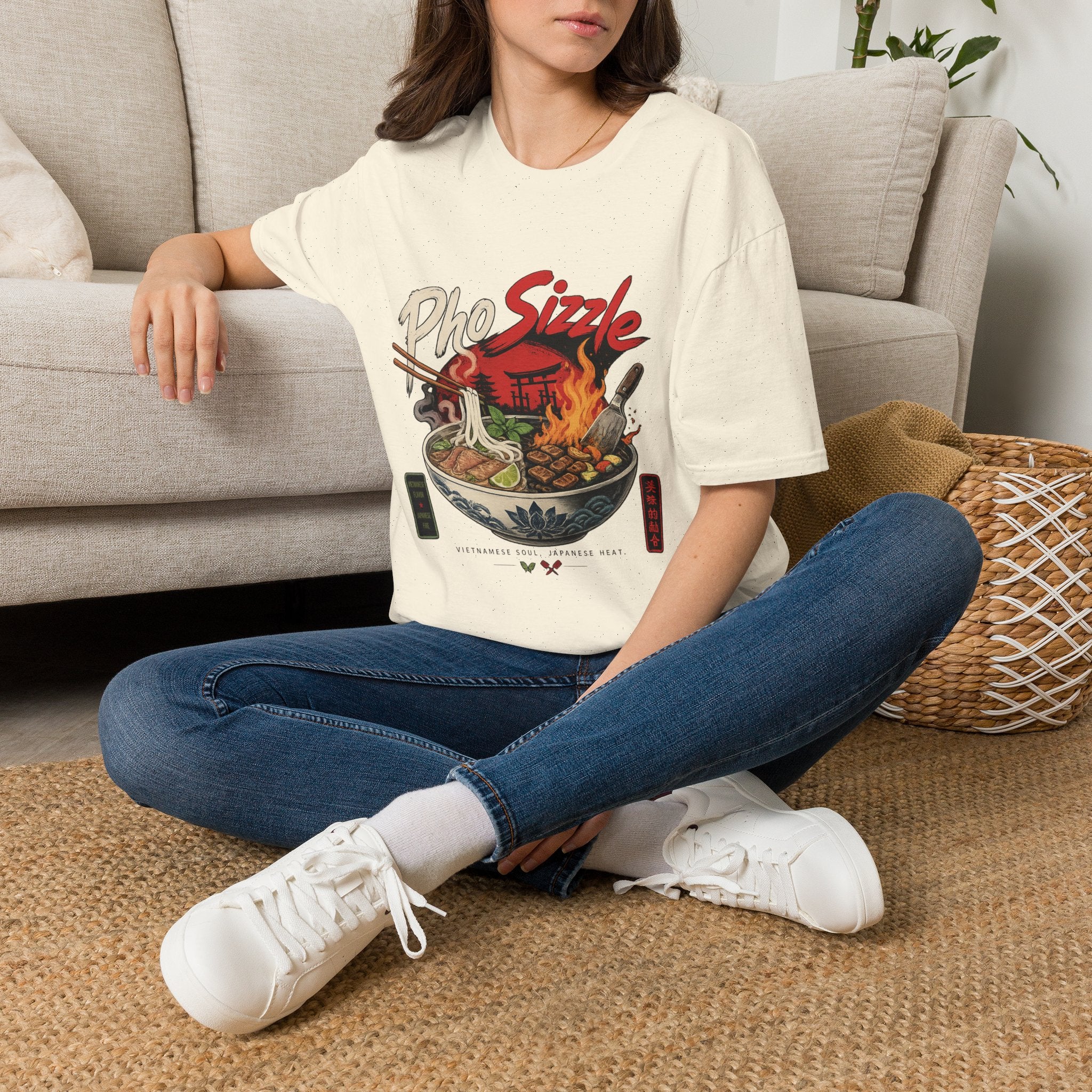 Pho Sizzle T-Shirt – Asian Fusion Street Food Bowl Graphic Tee