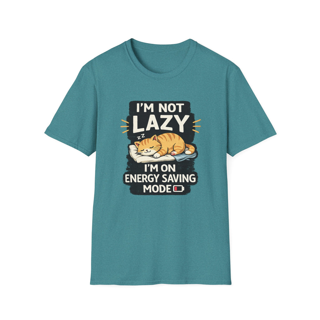 I'm Not Lazy Cat T-Shirt - "I'm On Energy Saving Mode" Funny Cat Graphic Tee