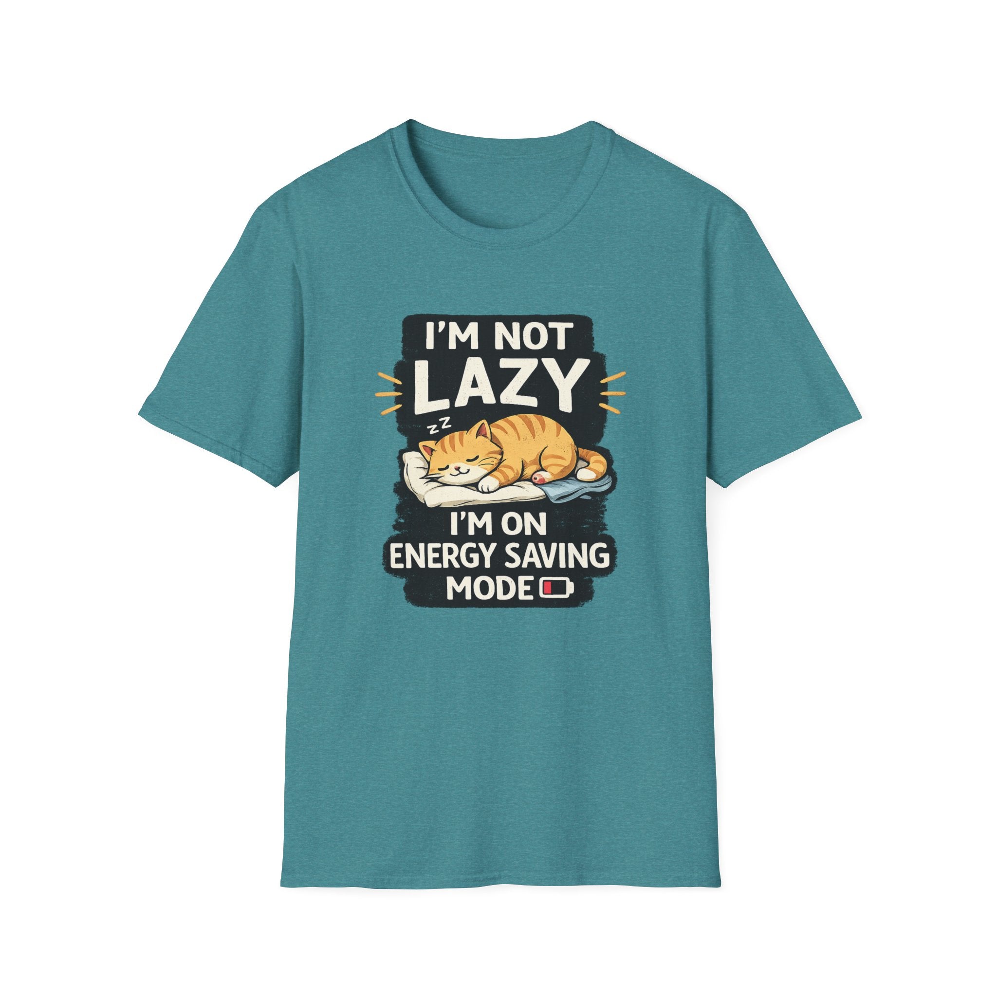 I'm Not Lazy Cat T-Shirt - "I'm On Energy Saving Mode" Funny Cat Graphic Tee