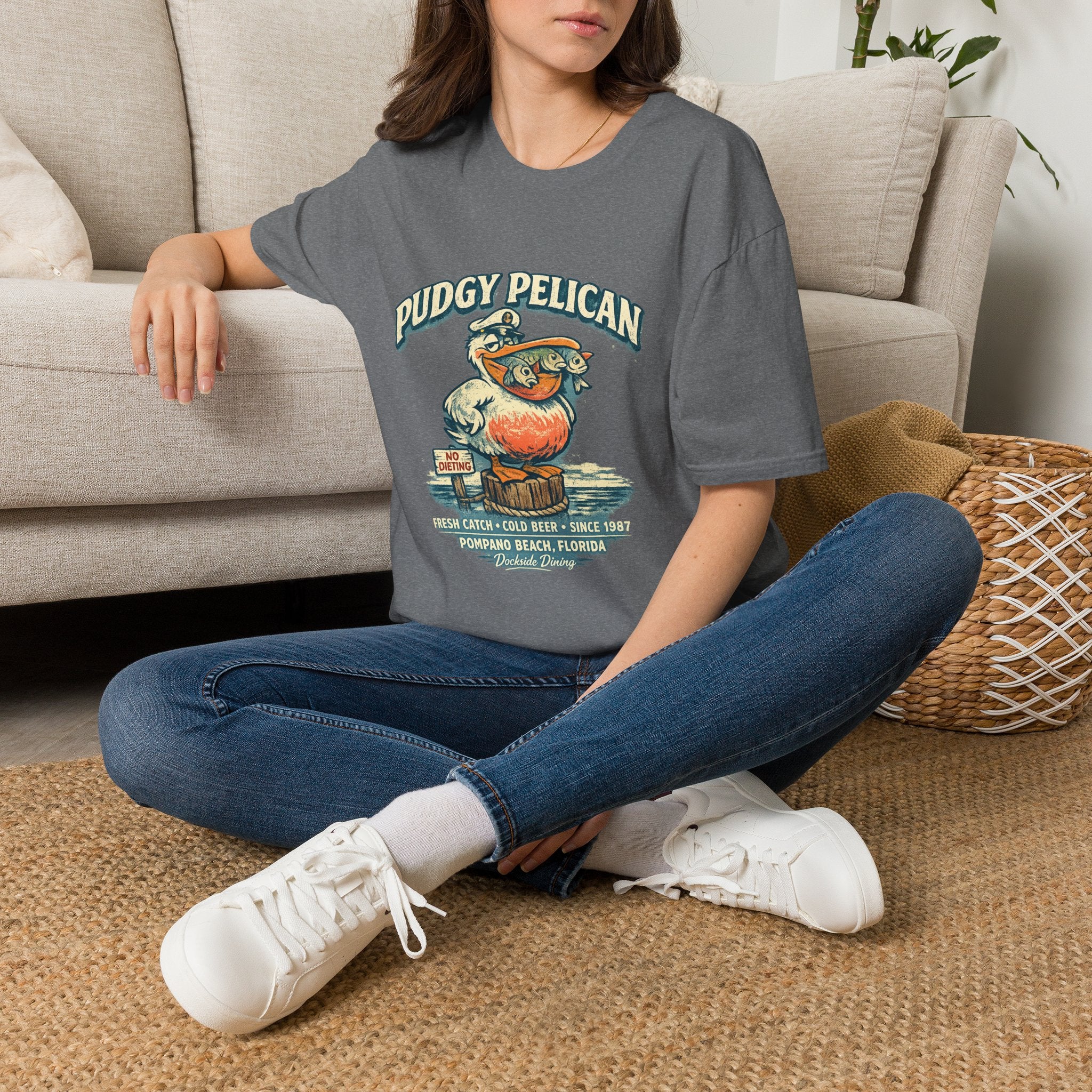 Pudgy Pelican Graphic T-Shirt — Vintage Beach Bird Tee
