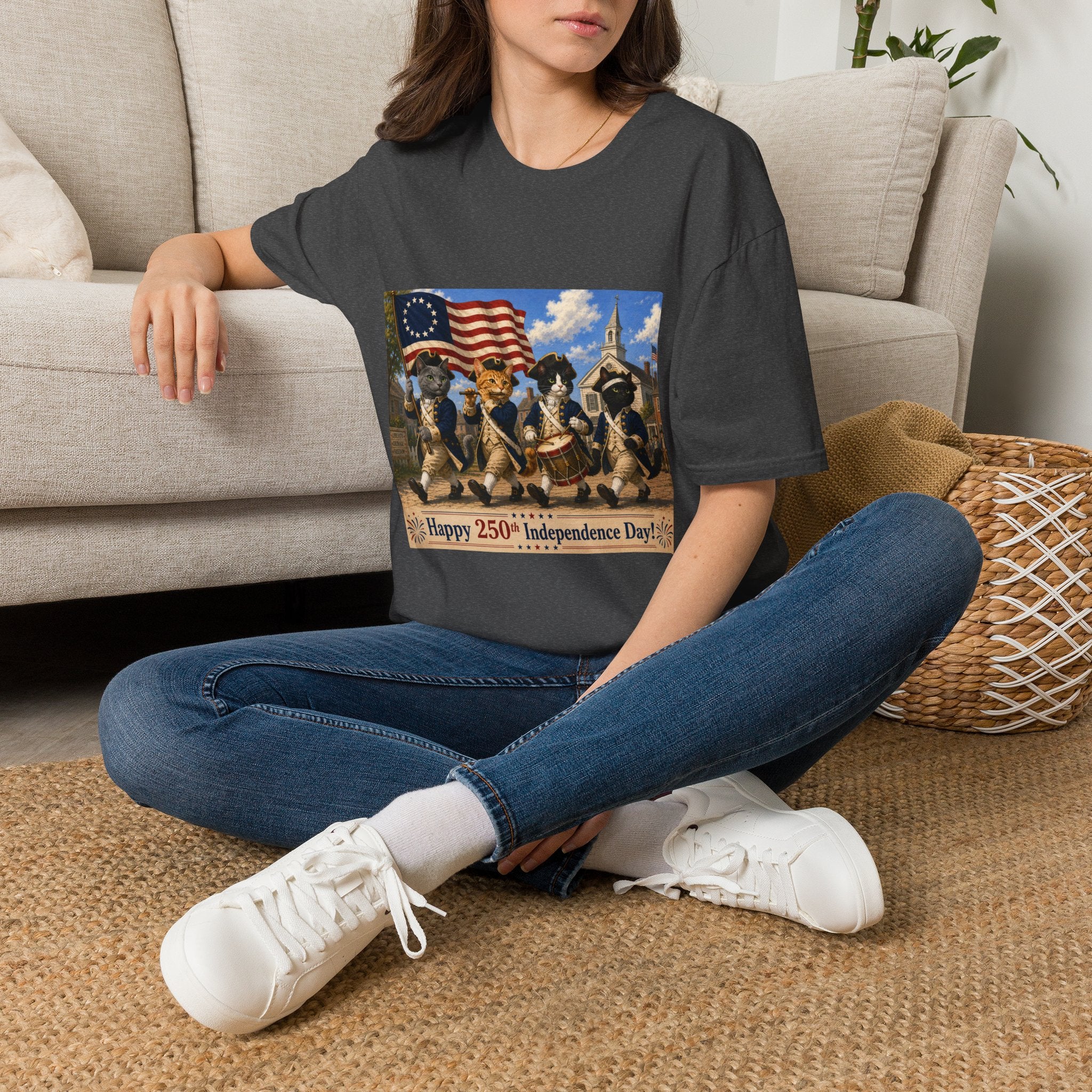 Patriotic Cats 4th of July T-Shirt — Happy 250th Independence Day Design