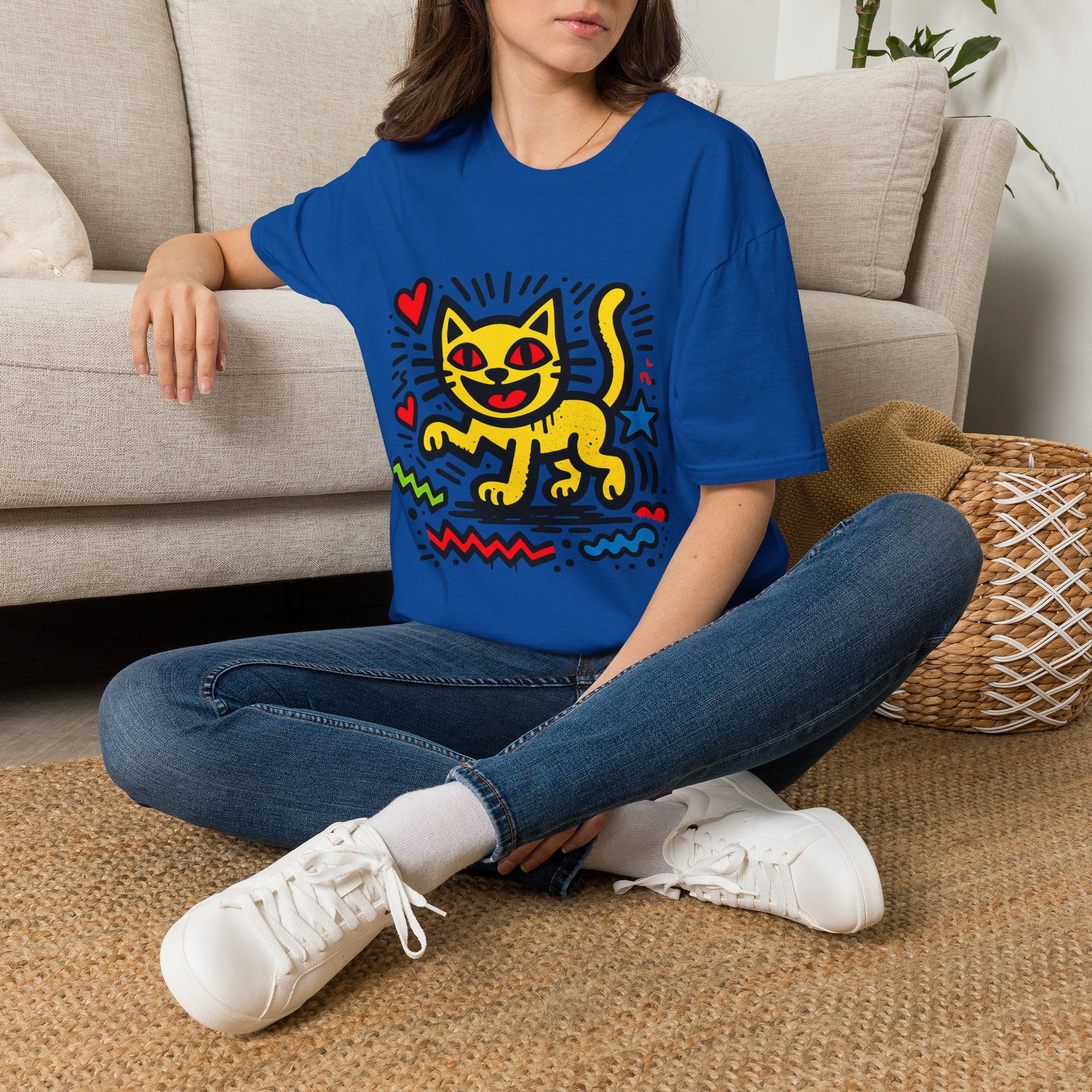 Playful Pop Art Cat T-Shirt | Colorful Retro Graphic Tee