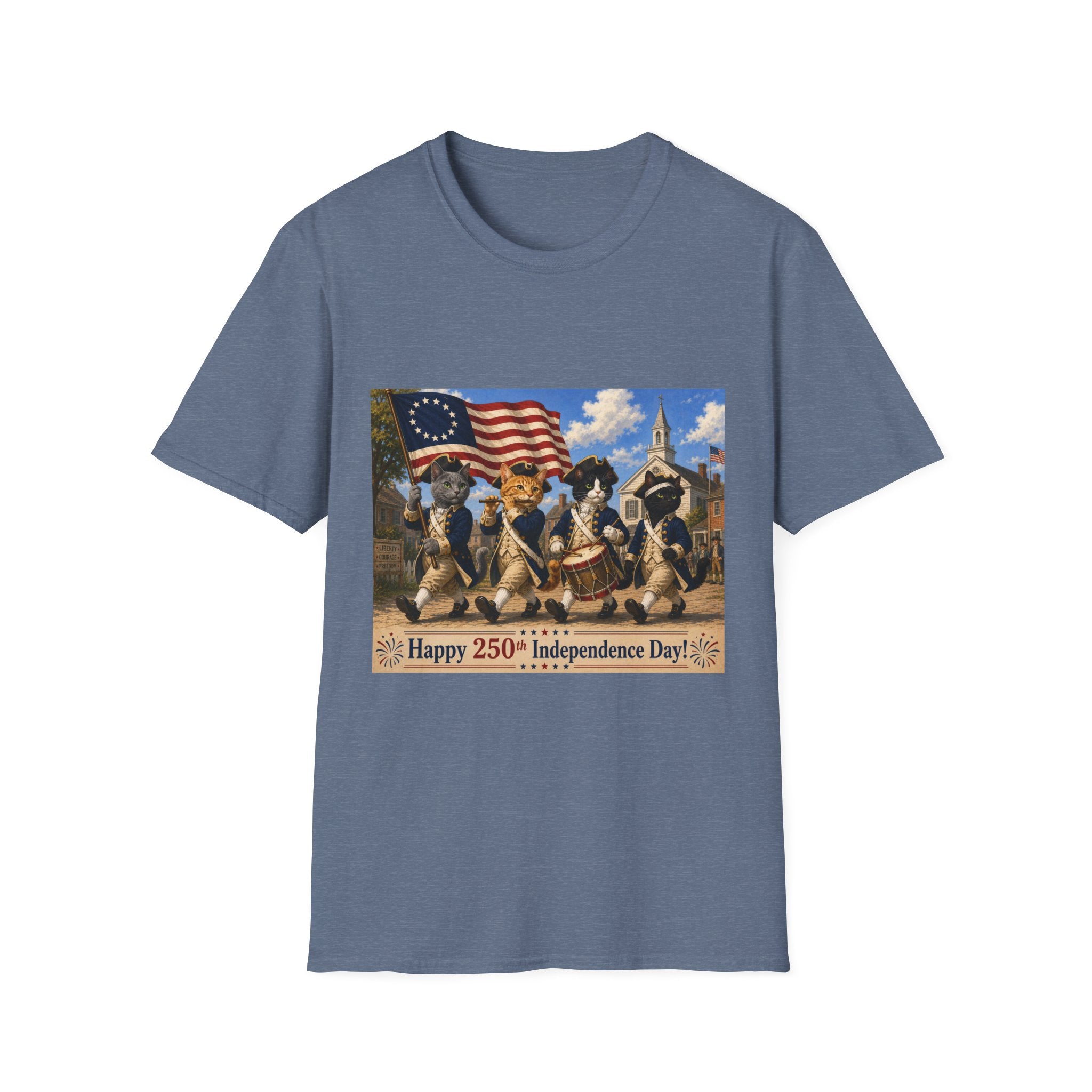 Patriotic Cats 4th of July T-Shirt — Happy 250th Independence Day Design