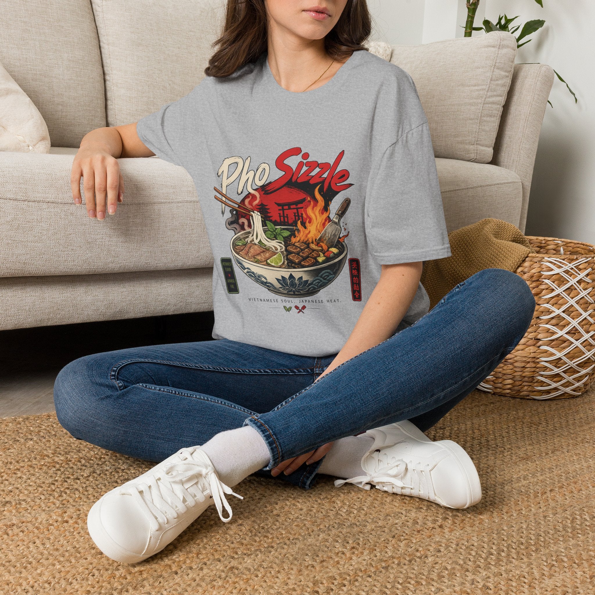 Pho Sizzle T-Shirt – Asian Fusion Street Food Bowl Graphic Tee