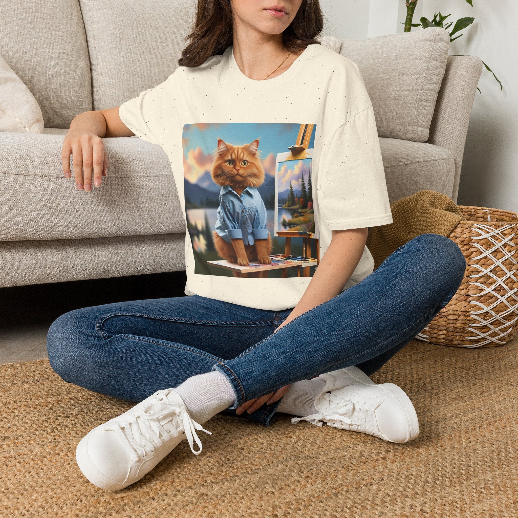 Happy Little Painter Cat T-Shirt