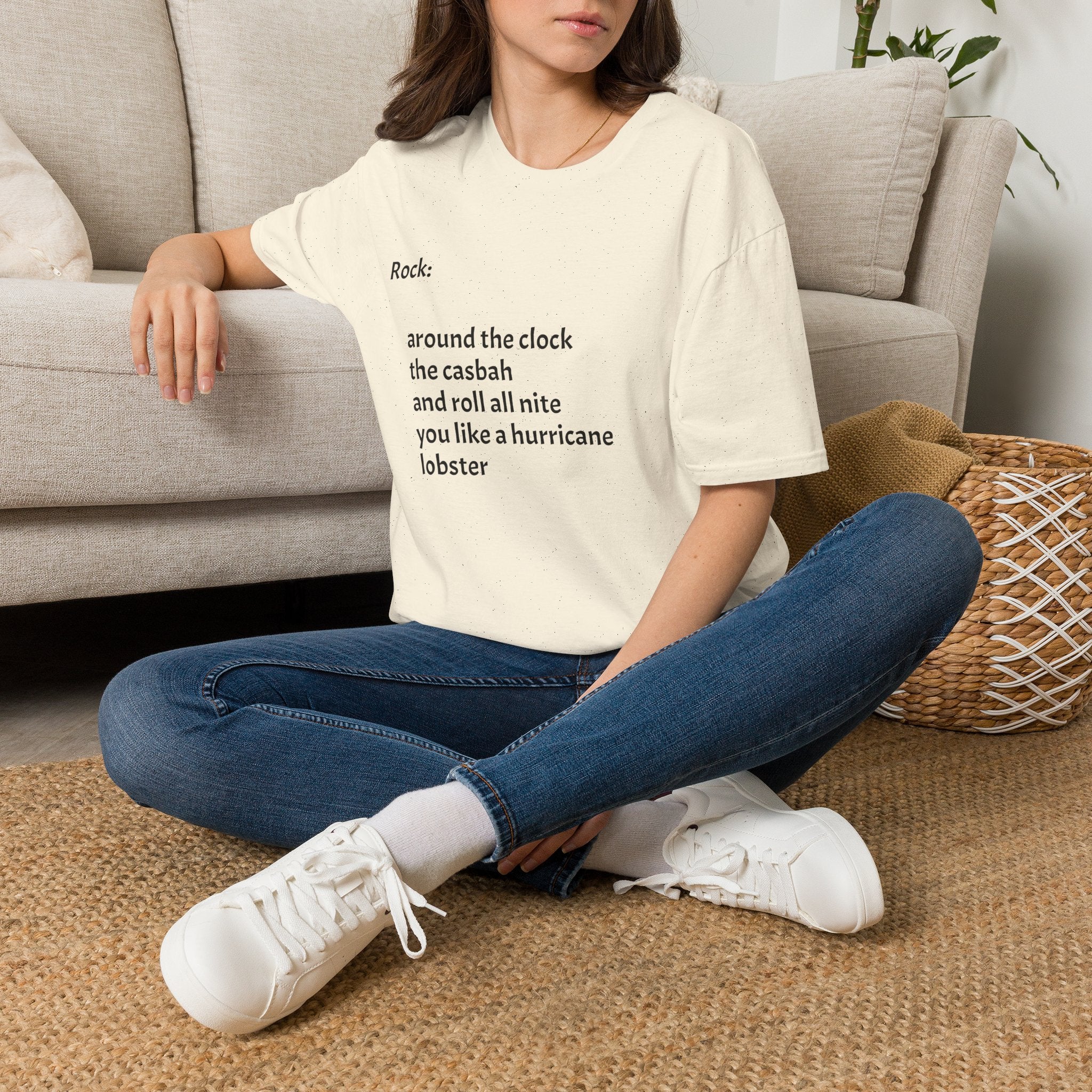 Lyrics Tee — Minimal 'Rock: around the clock the casbah' Song Lyric T-Shirt
