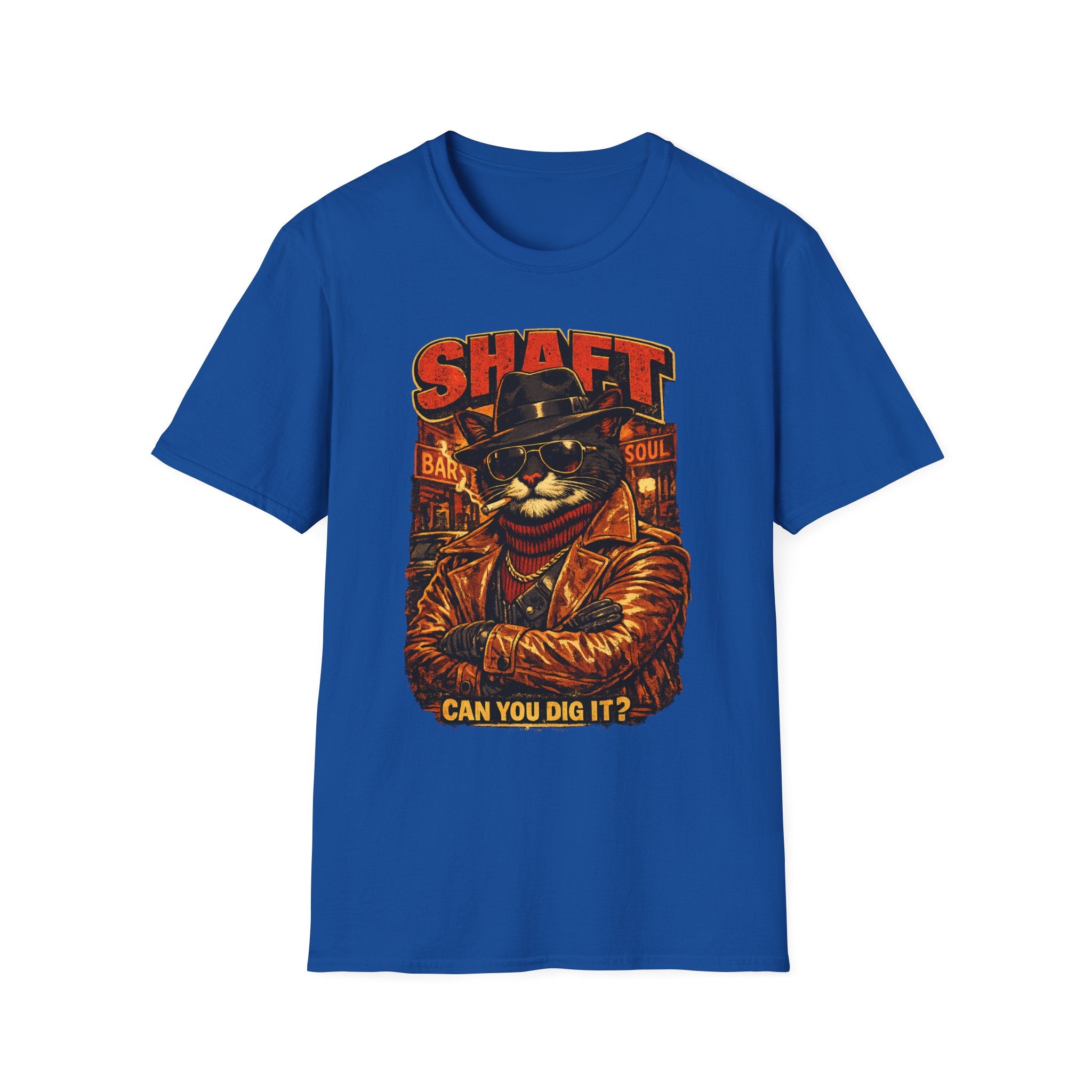 T-Shirt — Retro 'Shaft' Cat Design "Can You Dig It?" Vintage Blaxploitation Style